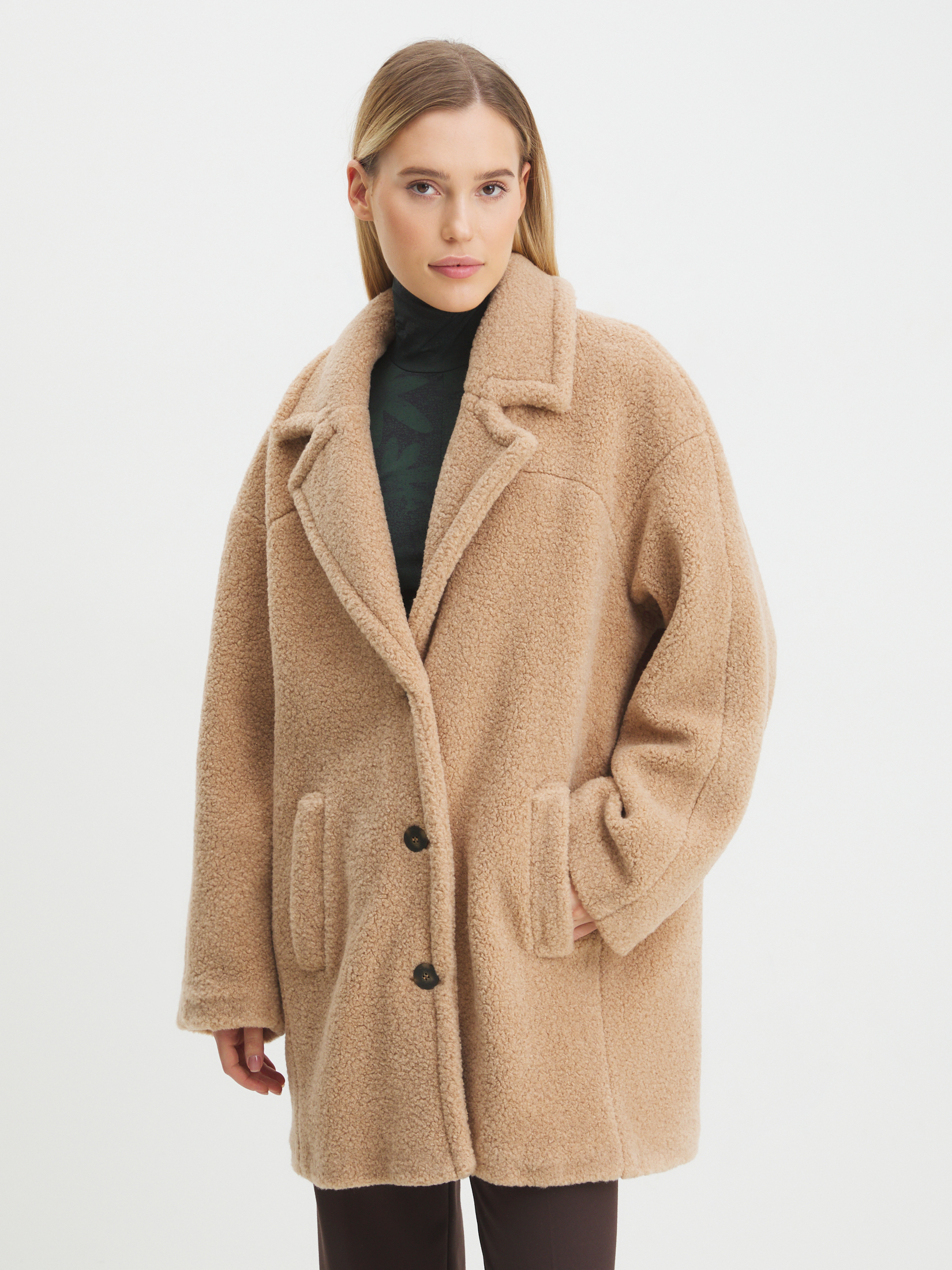 Женское полупальто тедди MAISON DAVID DIANA_TEDDY 4394594, бежевый