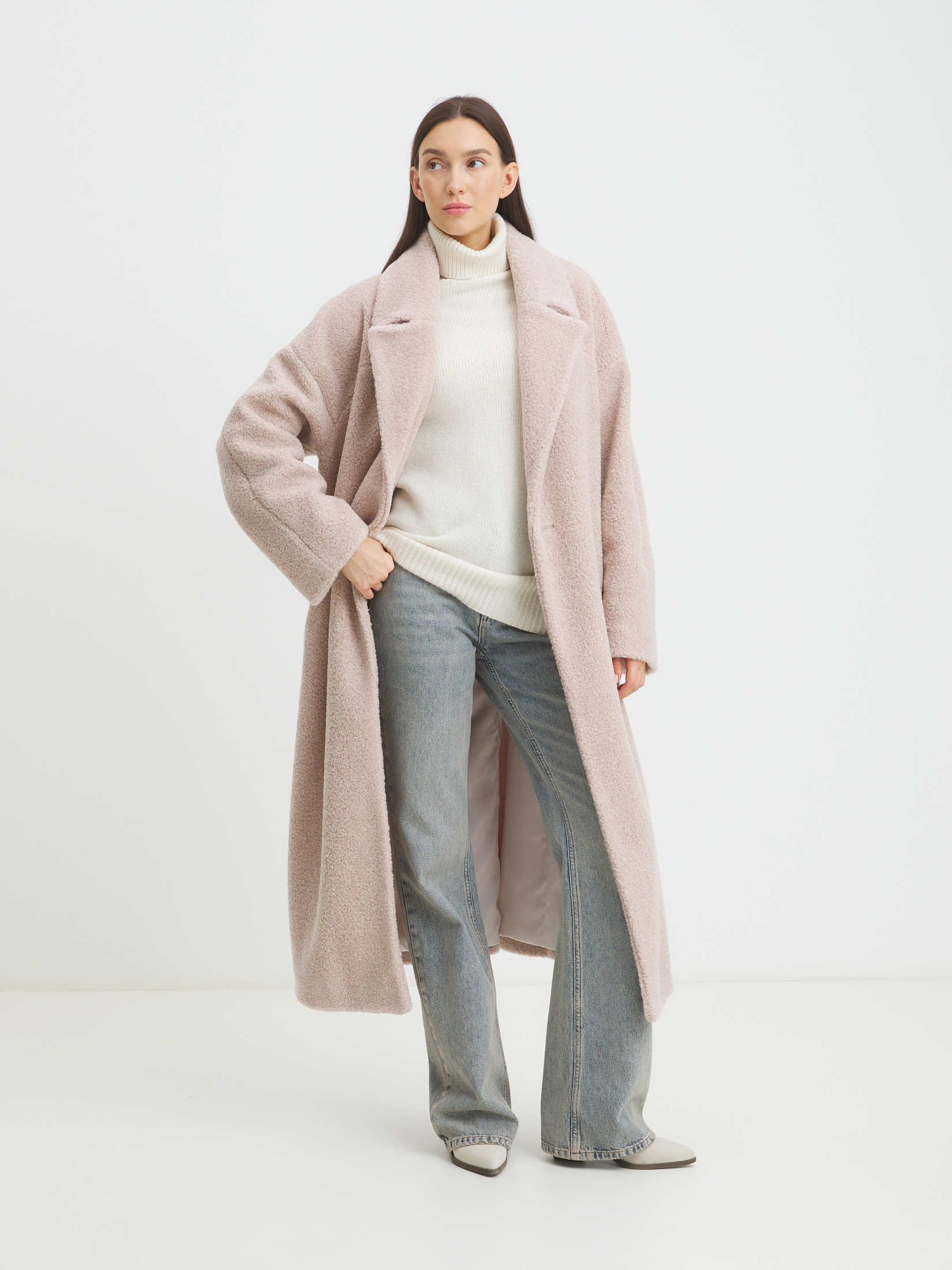 Женское пальто тедди MAISON DAVID JULIA_TEDDY 4293697, розовато-бежевый