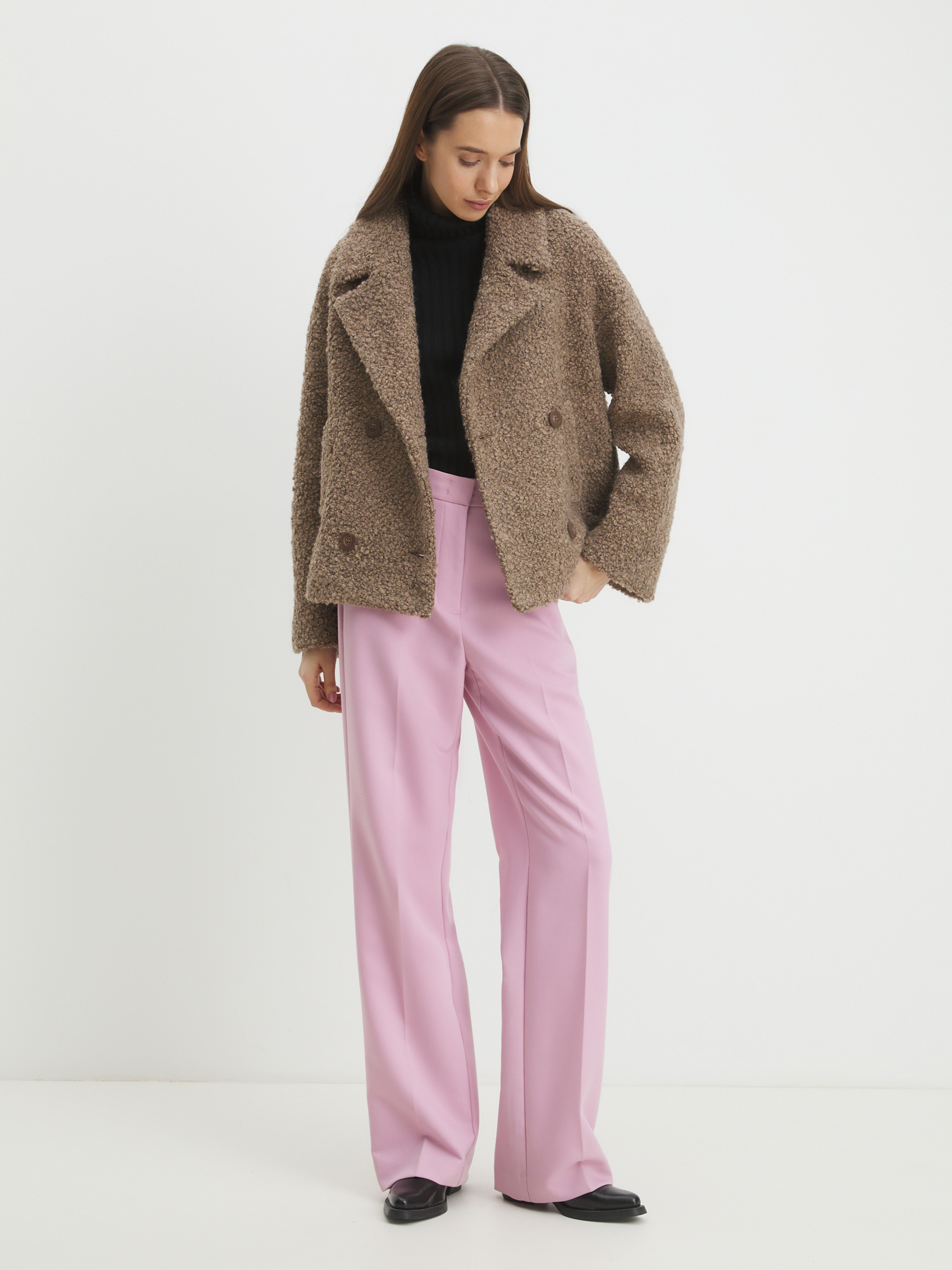 Женское полупальто MAISON DAVID LILOU_ALPACO 4439835, серо-коричневый