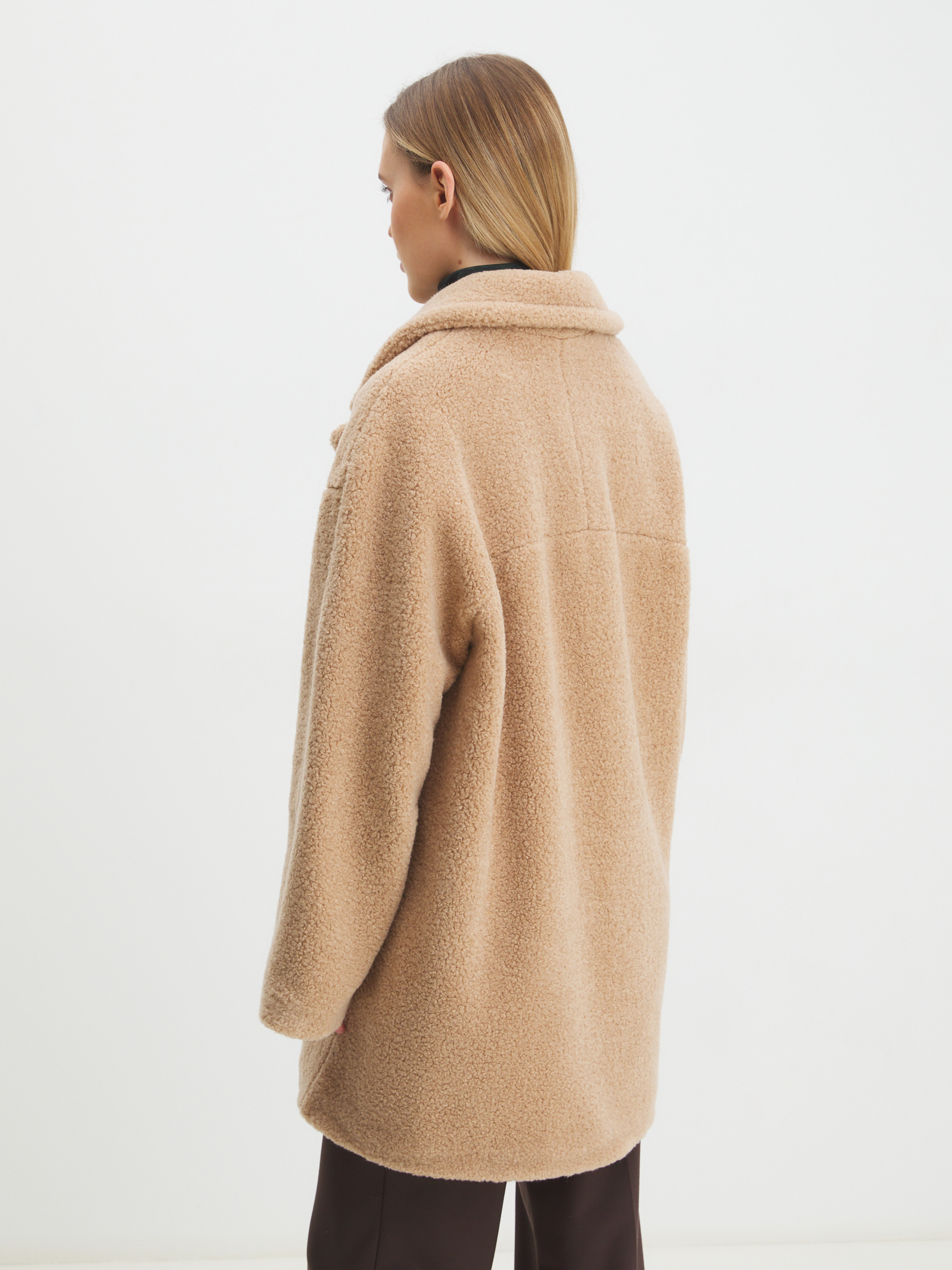 Женское полупальто тедди MAISON DAVID DIANA_TEDDY 4394594, бежевый