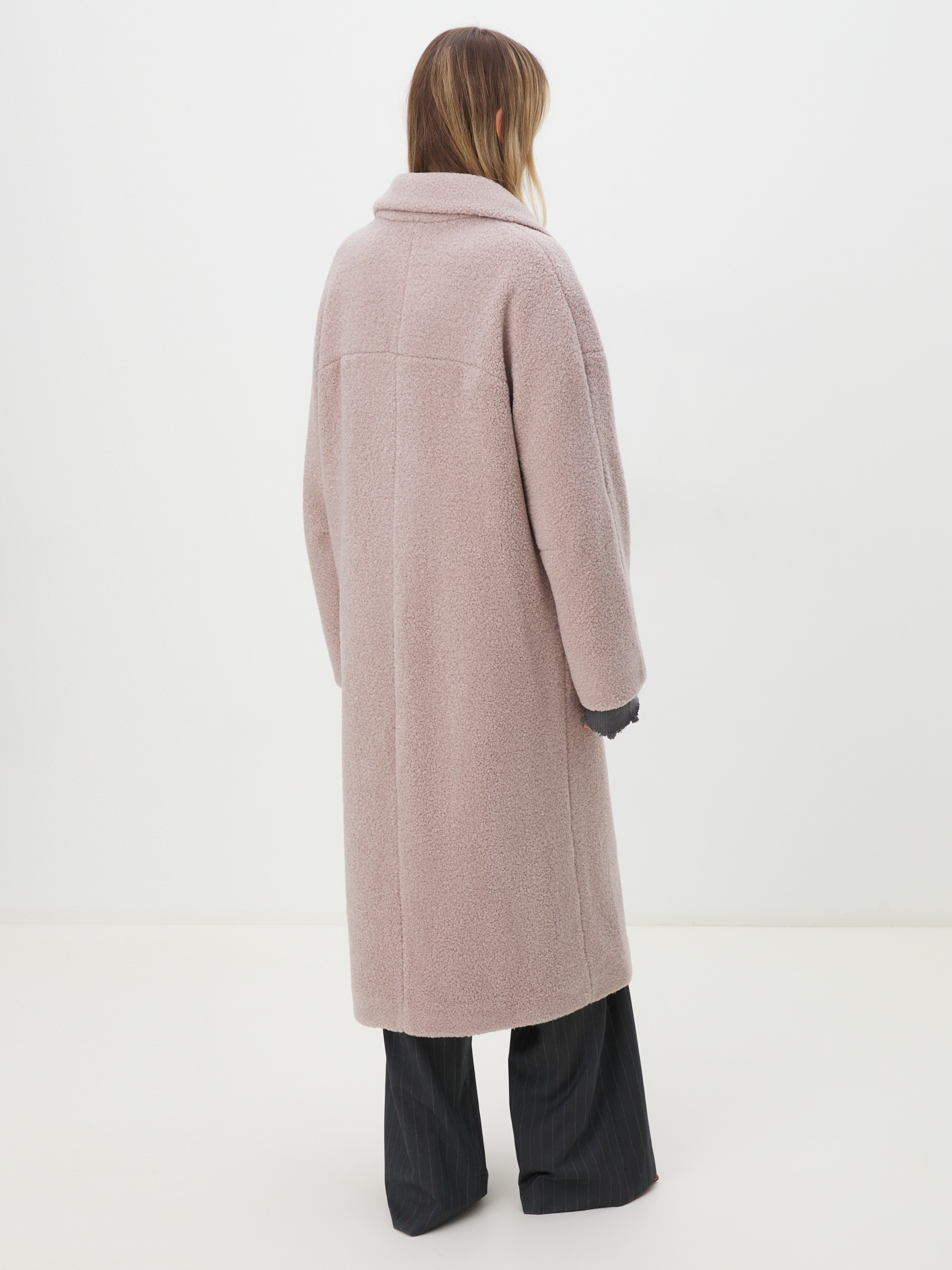 Женское пальто тедди MAISON DAVID JULIA_TEDDY 4293685, серо-розовый