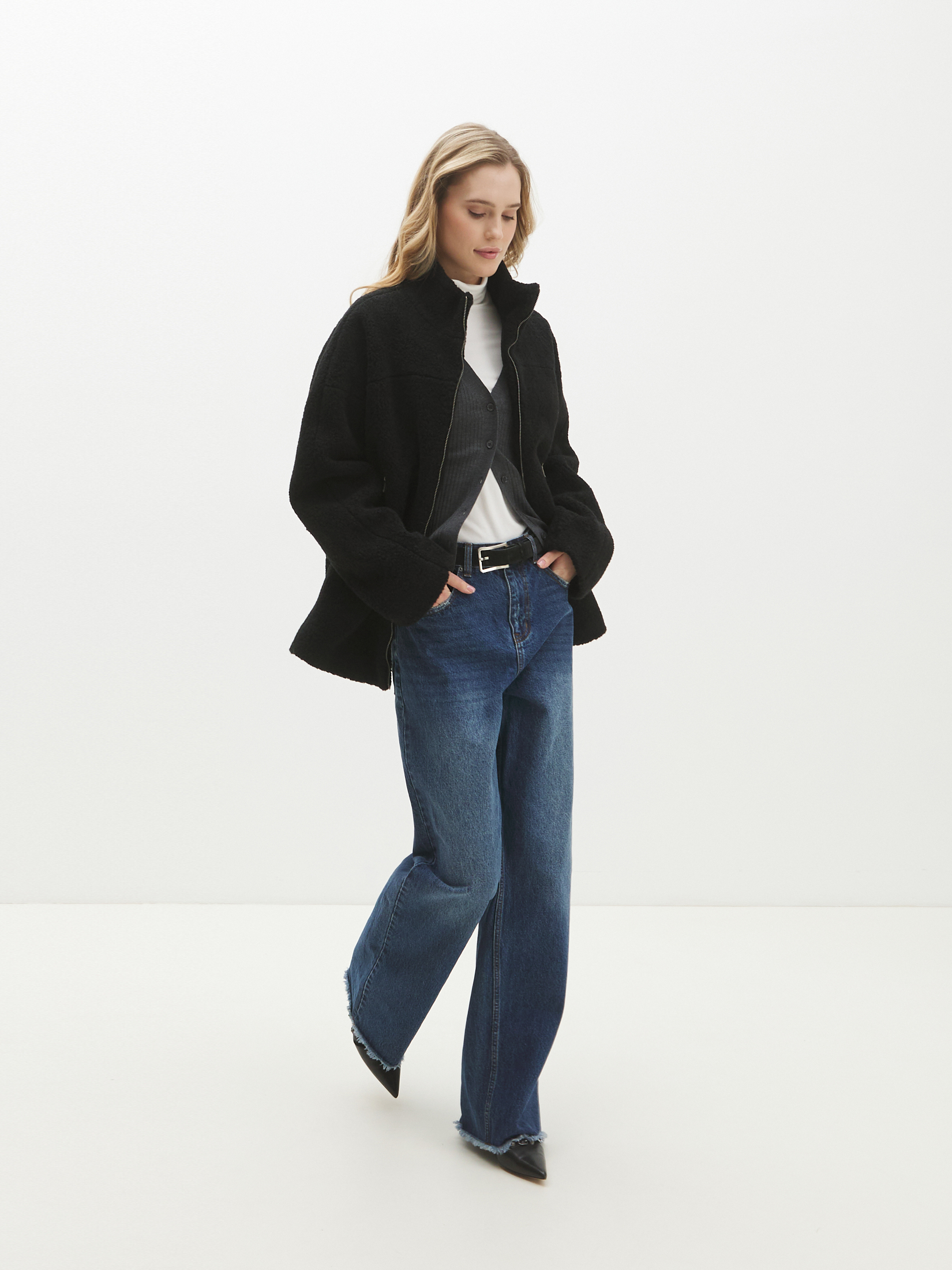 Женское полупальто тедди MAISON DAVID MARGOT_TEDDY 05 4459299, черный