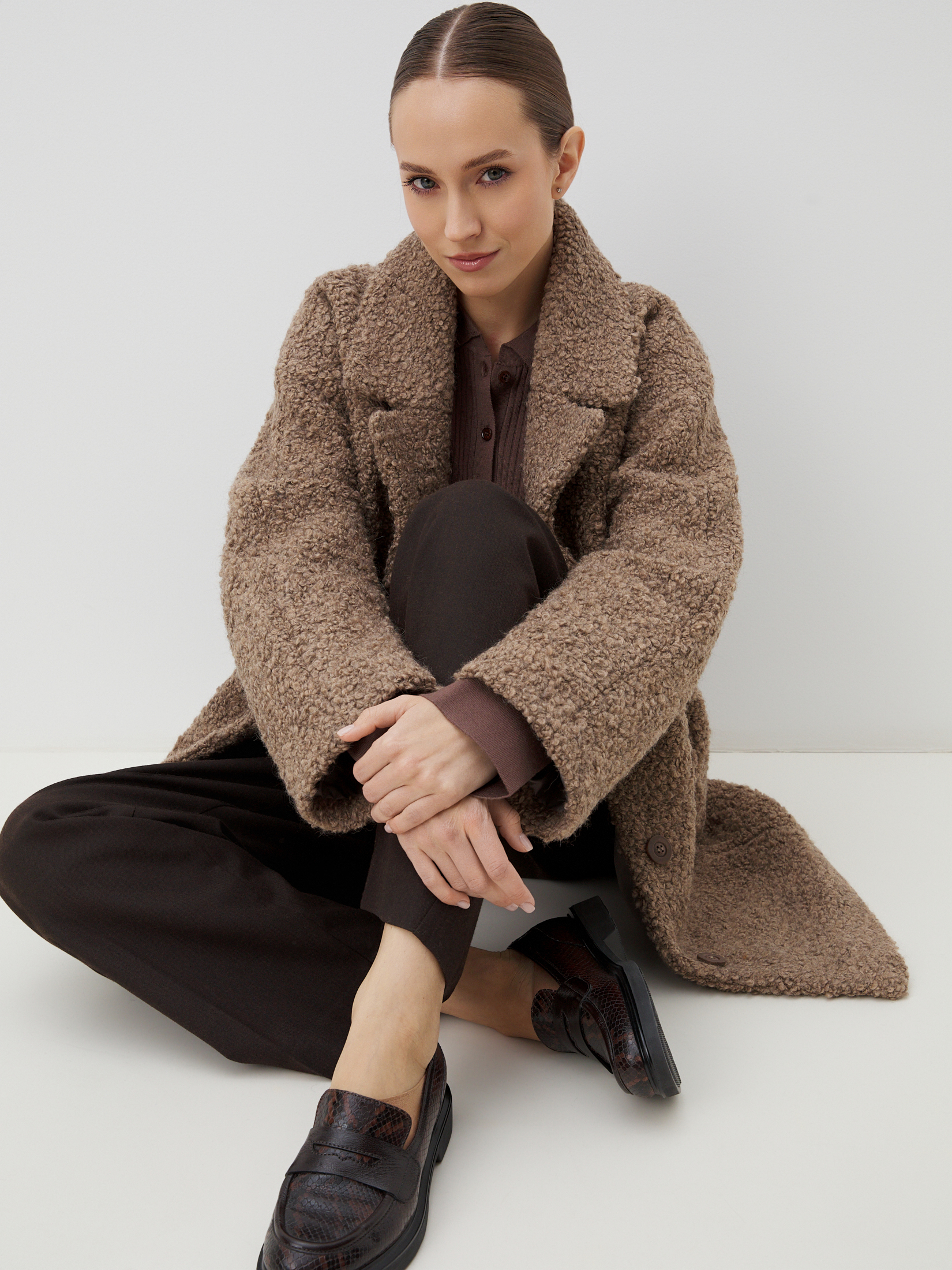 Женское полупальто MAISON DAVID DIANA_ALPACO 4439878, серо-коричневый