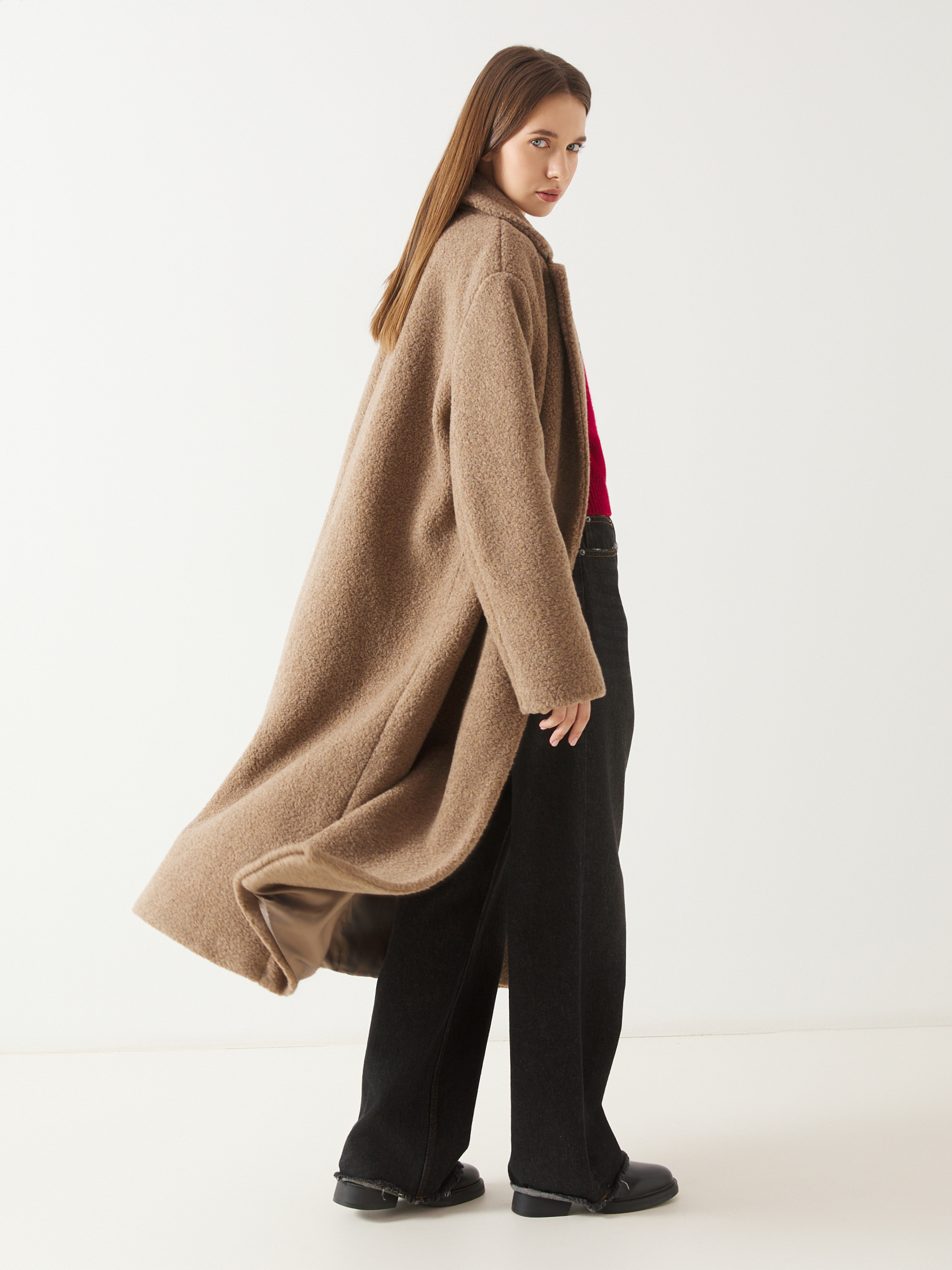 Женское пальто тедди MAISON DAVID NASTIA_TEDDY 05 4524401, серо-коричневый