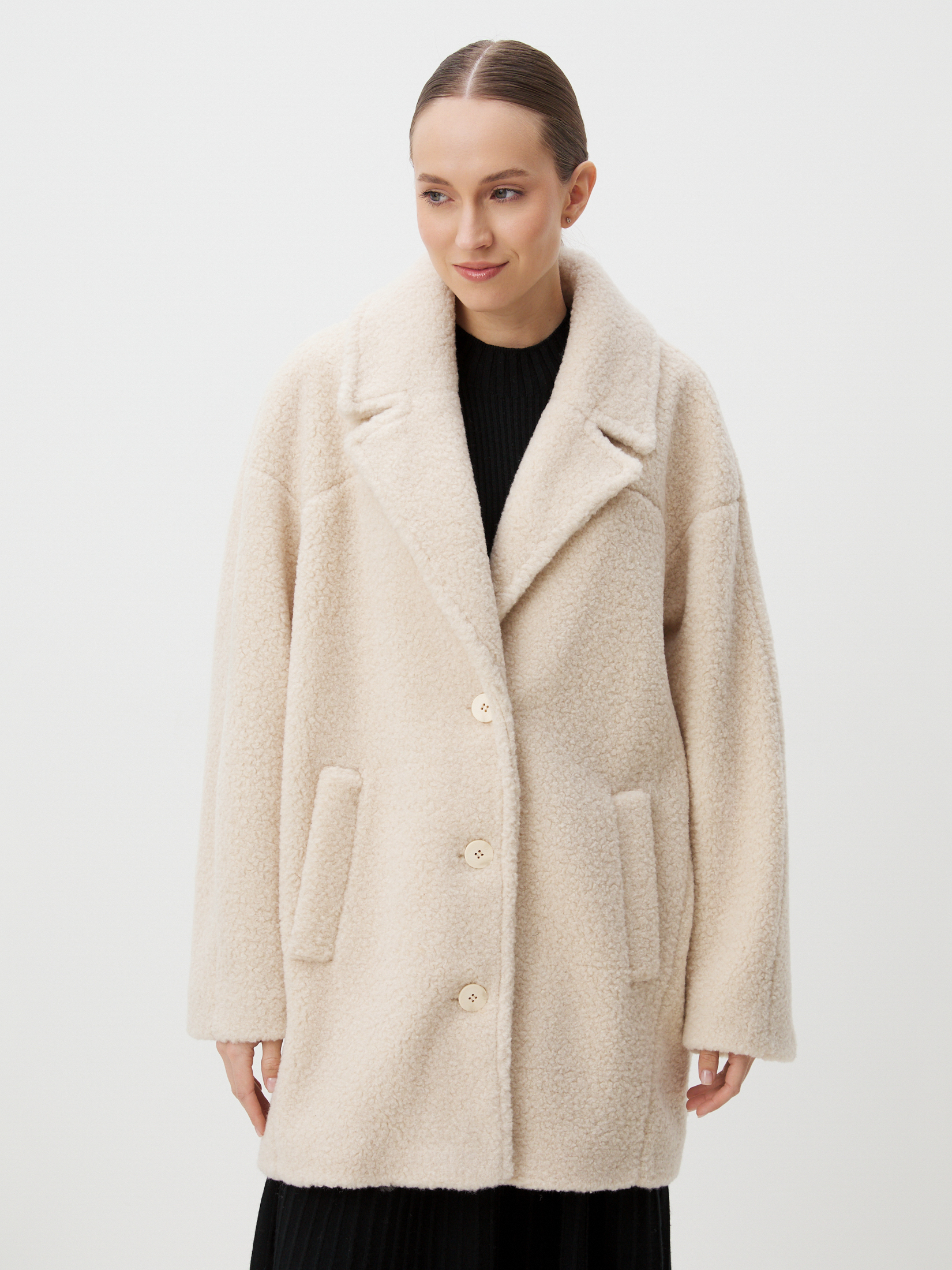 Женское полупальто тедди MAISON DAVID DIANA_TEDDY 05 4507932, молочно-бежевый