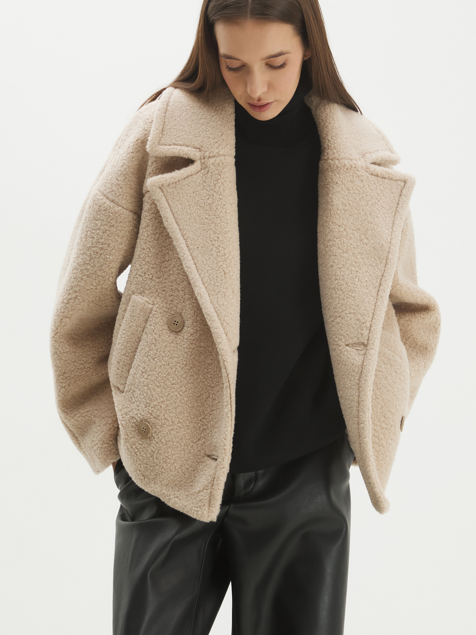 Женское полупальто тедди MAISON DAVID LILOU_TEDDY 05 4507923, светло-бежевый