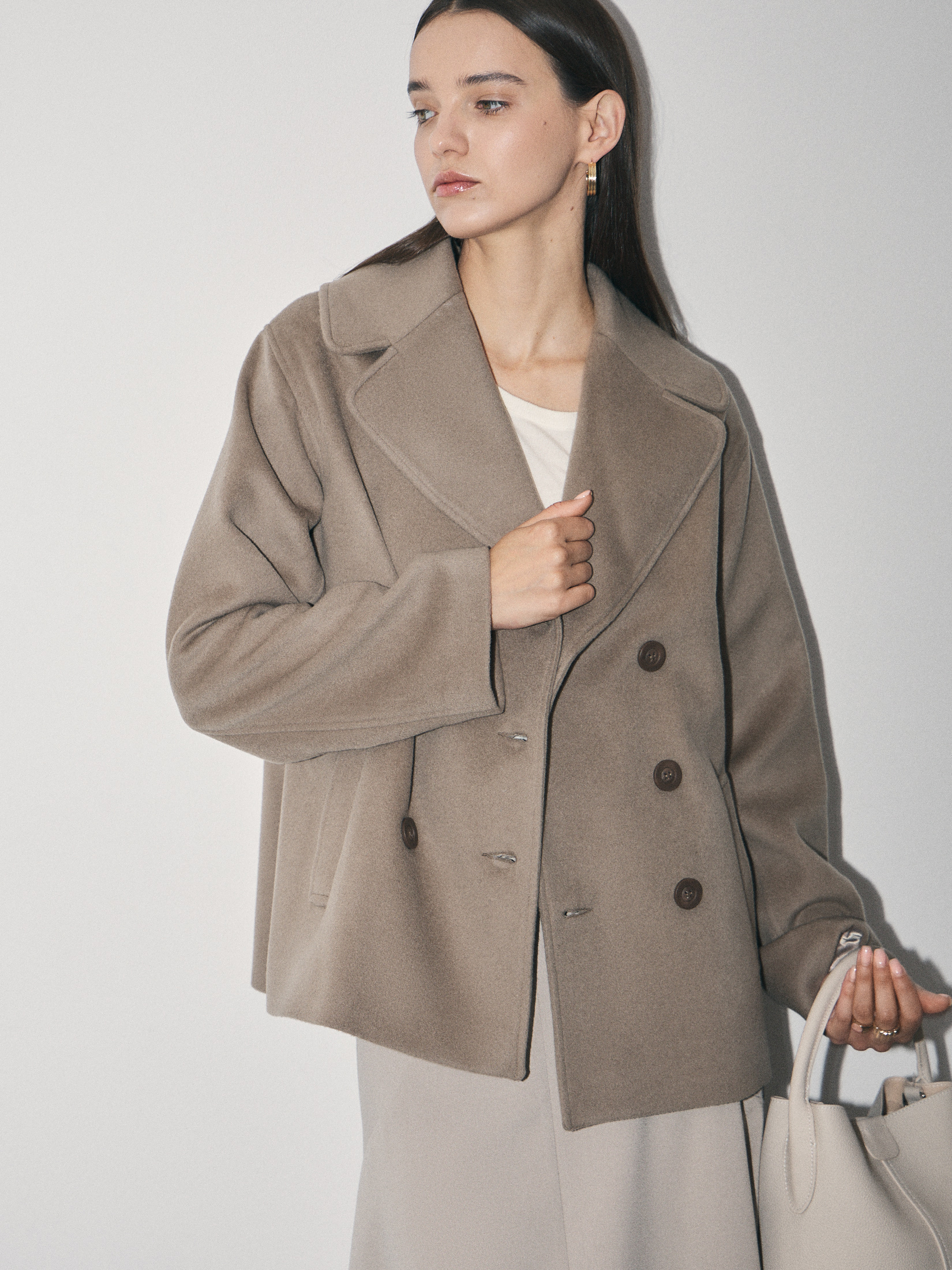 Женское полупальто MAISON DAVID SABINA 4228123, серо-коричневый