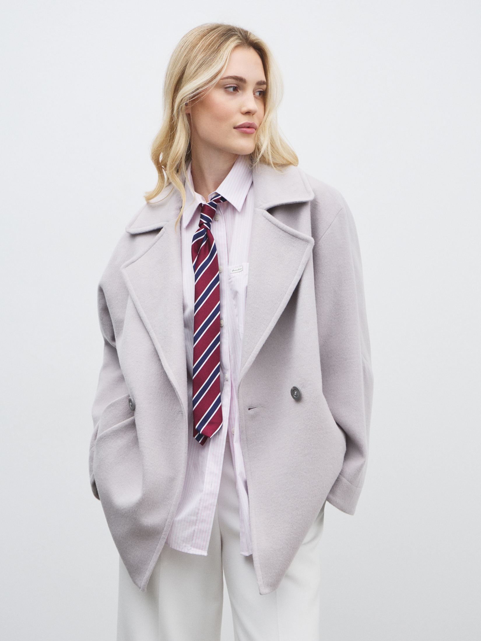 Женское полупальто MAISON DAVID MADELINE_6100 4853999, фиолетово-серый