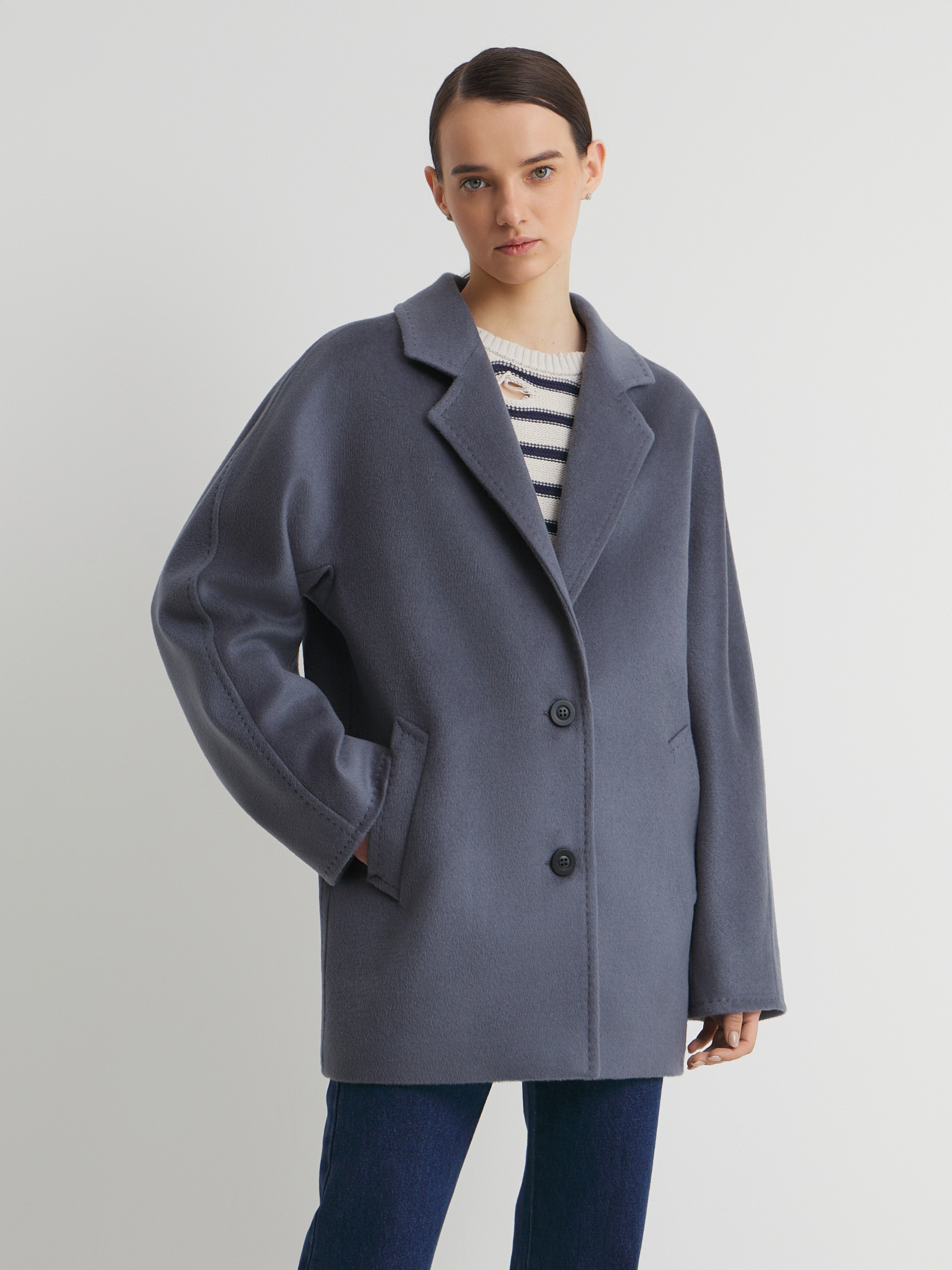 Женское полупальто MAISON DAVID IDELLE_084 4640714, серо-синий