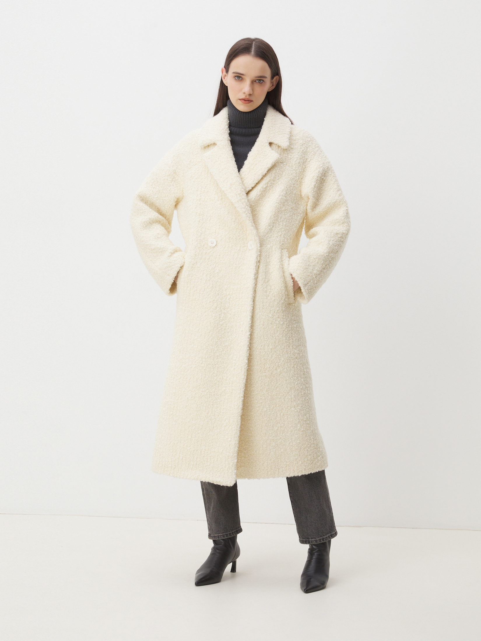 Женское пальто MAISON DAVID JULIA_ALPACO 4535636, молочно-белый