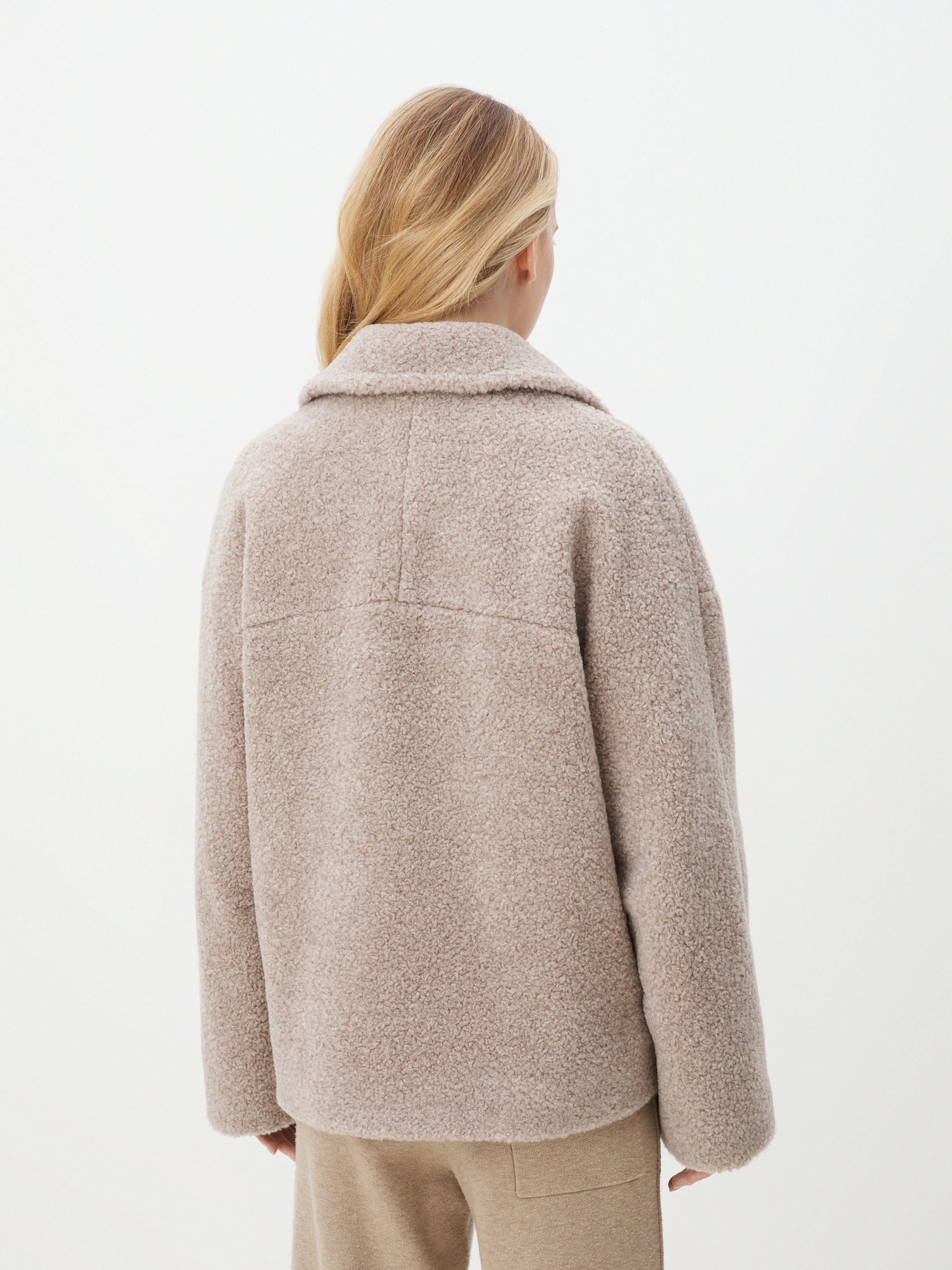 Женское полупальто тедди MAISON DAVID LILOU_TEDDY 4293599, серо-бежевый