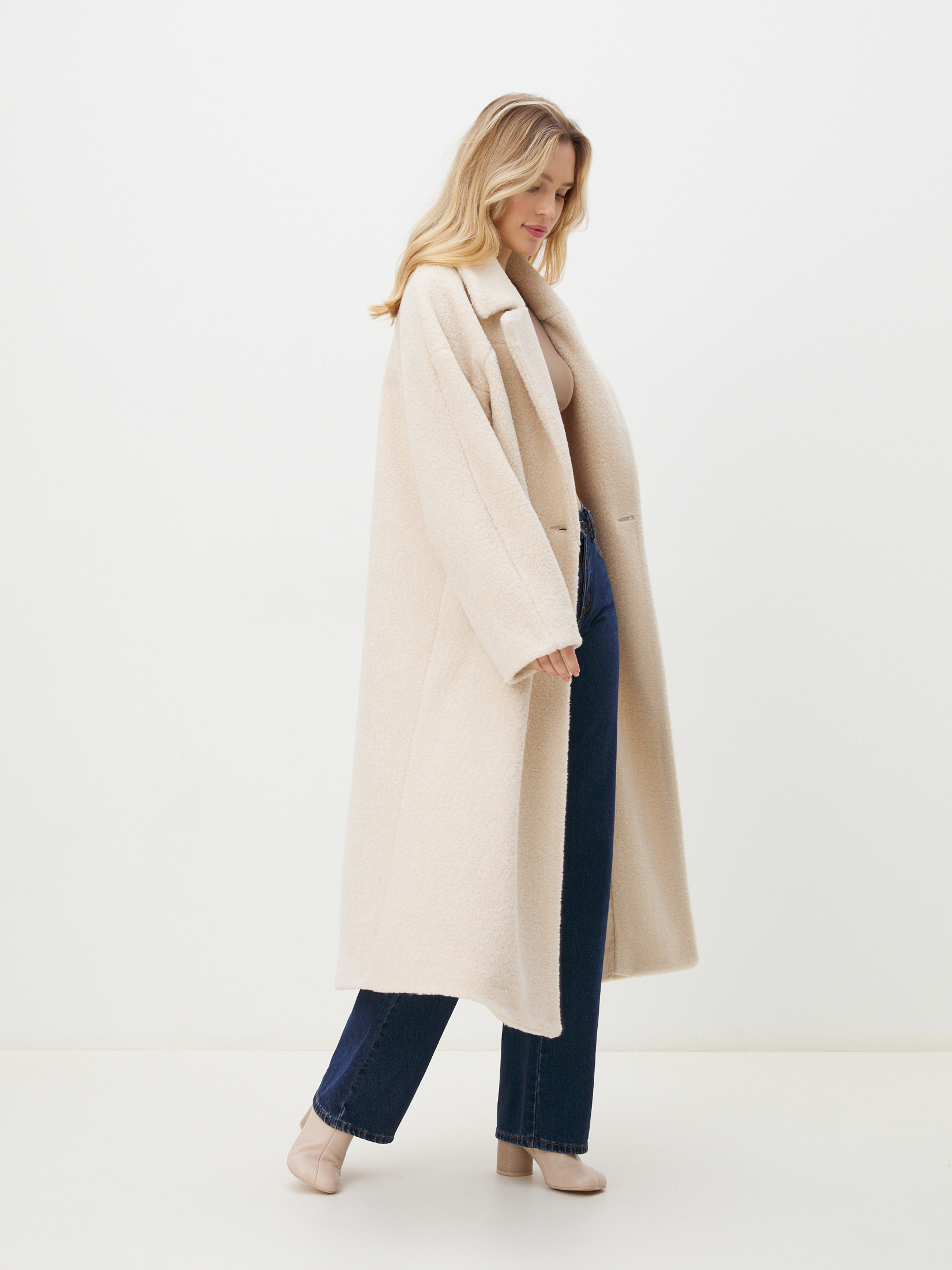 Женское пальто тедди MAISON DAVID JULIA_TEDDY 4293709, молочно-белый