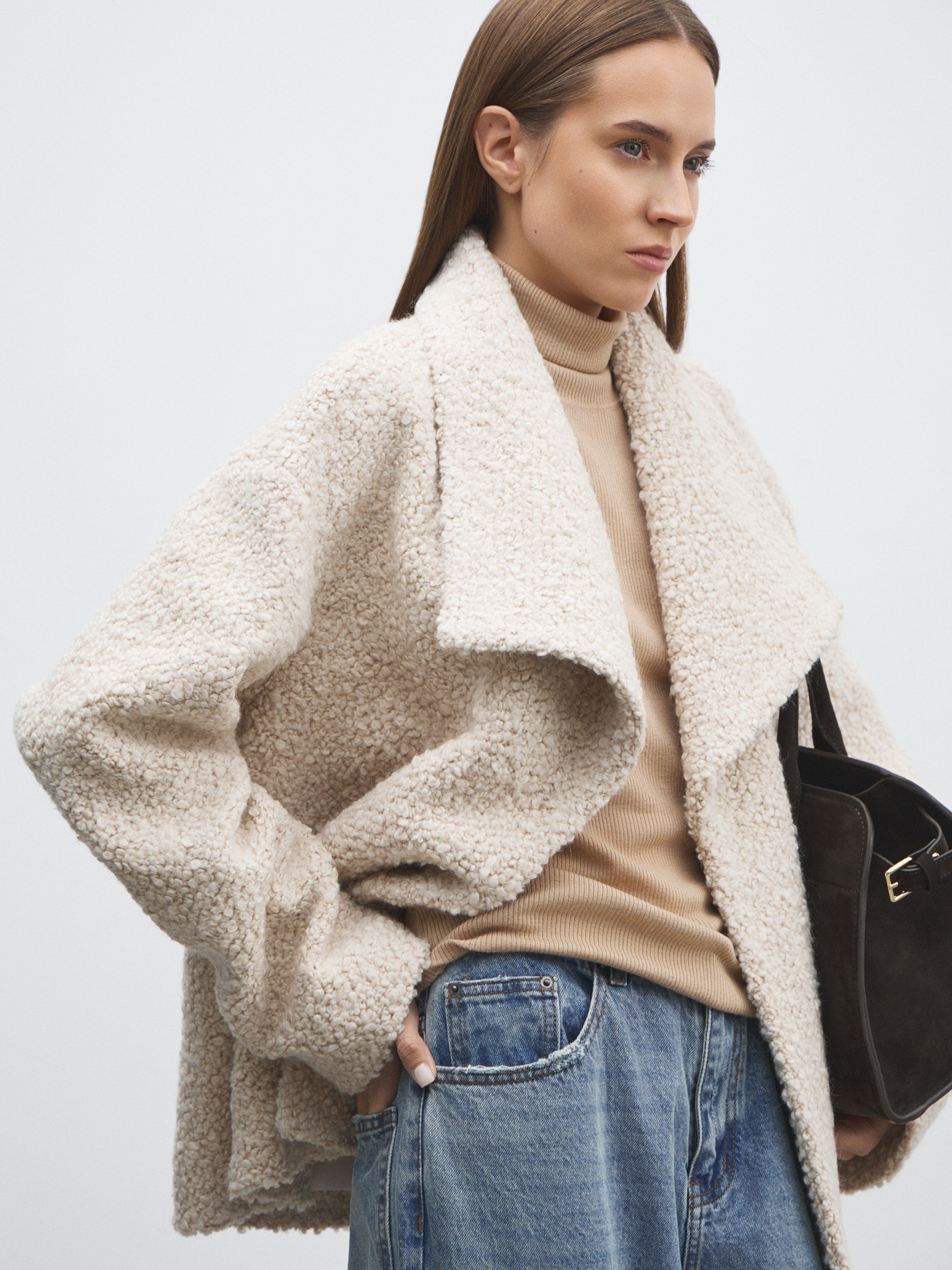 Женское полупальто MAISON DAVID MARTHE_ALPACO 4858881, молочно-бежевый