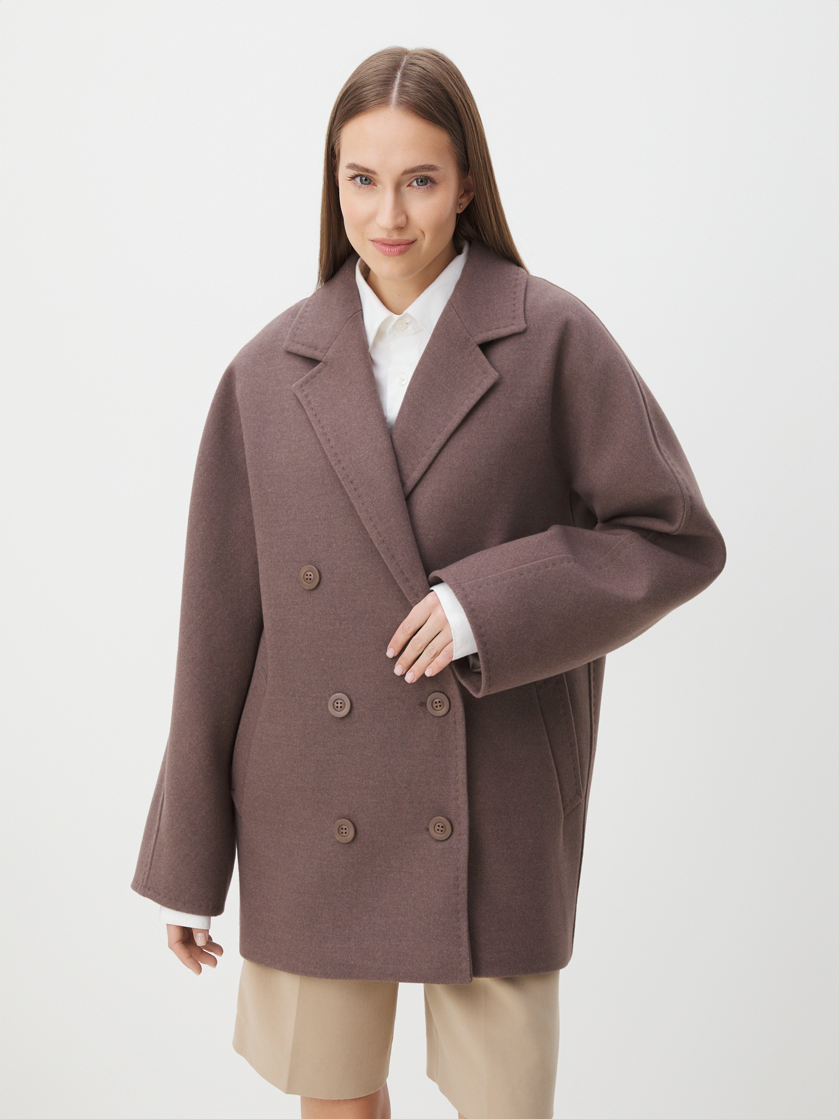 Женское полупальто MAISON DAVID JADE_8156 4394631, серо-коричневый