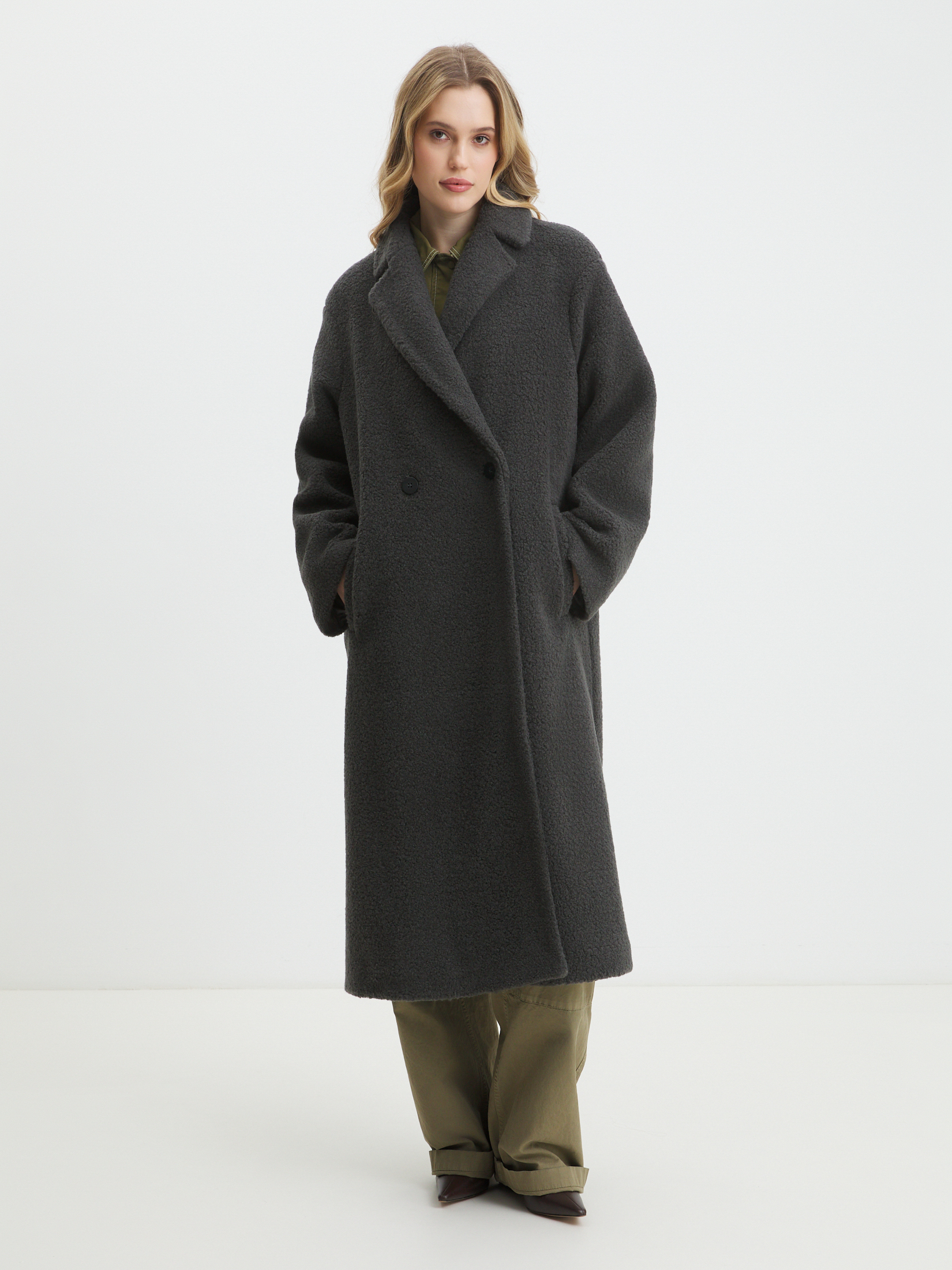 Женское пальто тедди MAISON DAVID KARINA_TEDDY 05 4508348, темно-серый