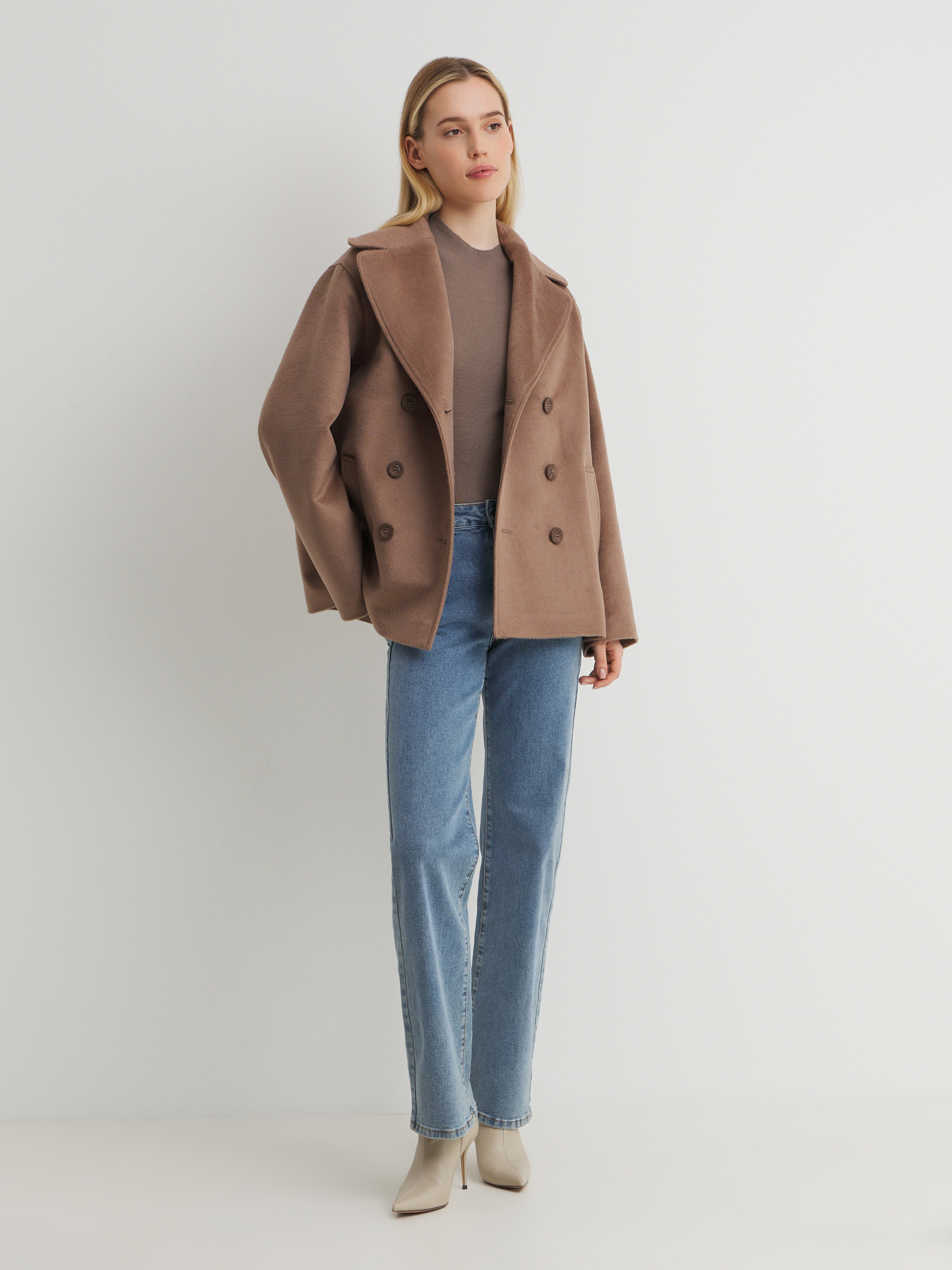 Женское полупальто MAISON DAVID SABINA_084 4674731, серо-коричневый