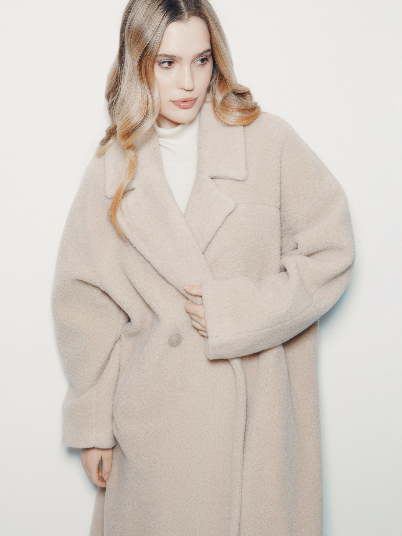 Женское пальто тедди MAISON DAVID JULIA_TEDDY 05 4507953, светло-бежевый