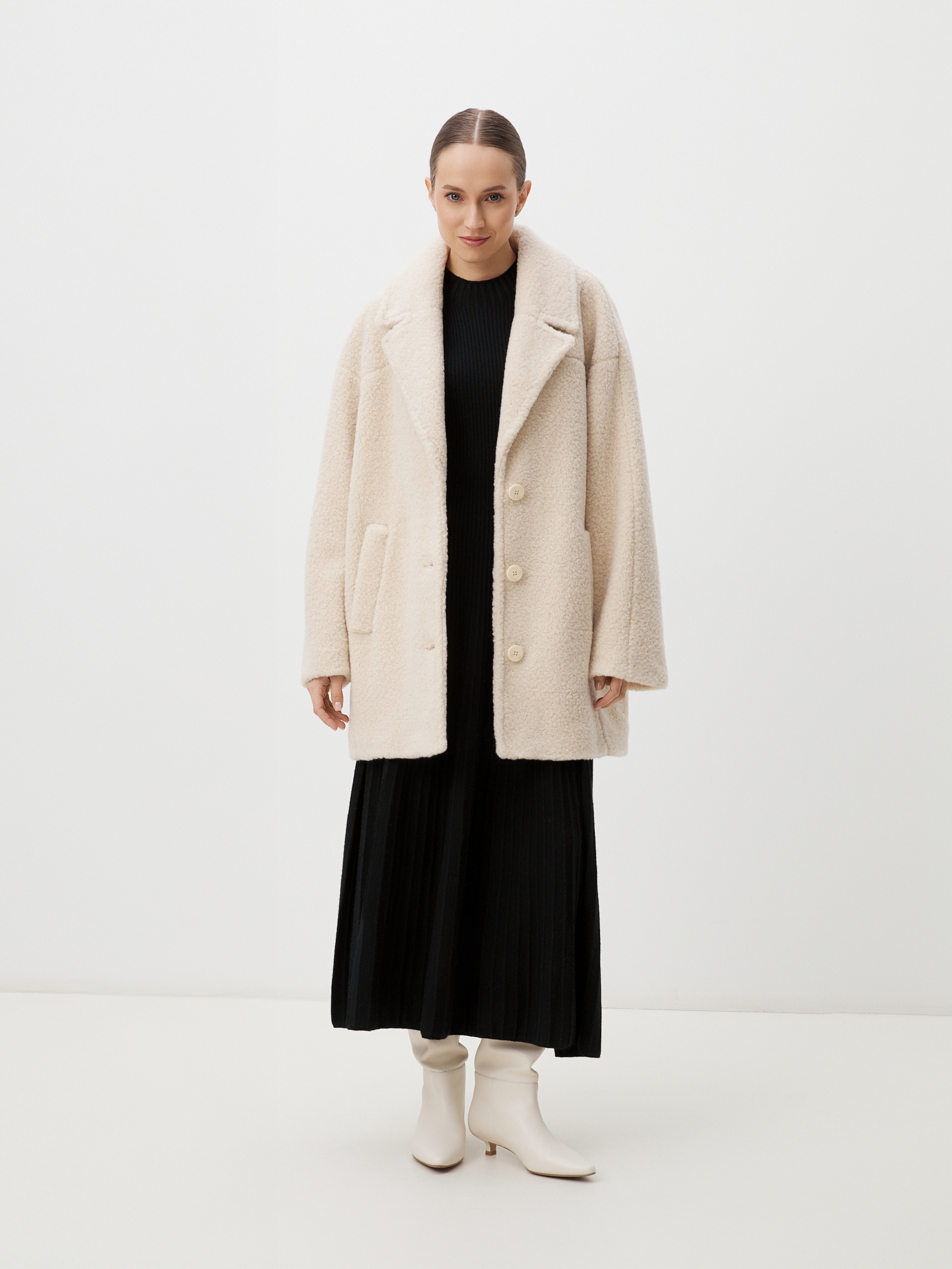 Женское полупальто тедди MAISON DAVID DIANA_TEDDY 05 4507932, молочно-бежевый