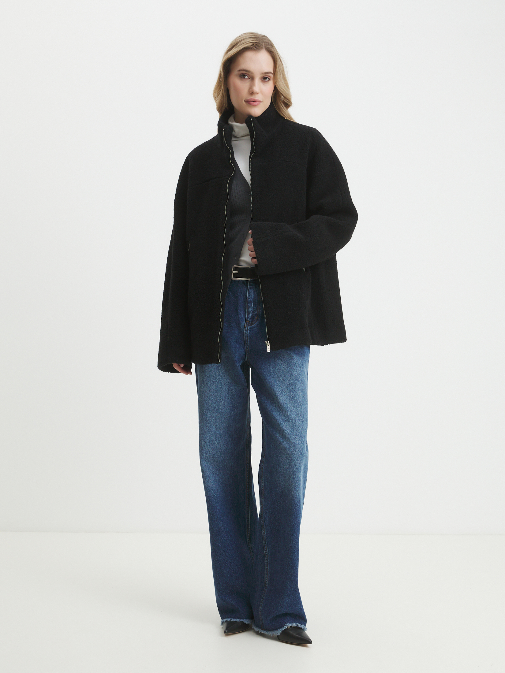 Женское полупальто тедди MAISON DAVID MARGOT_TEDDY 05 4459299, черный