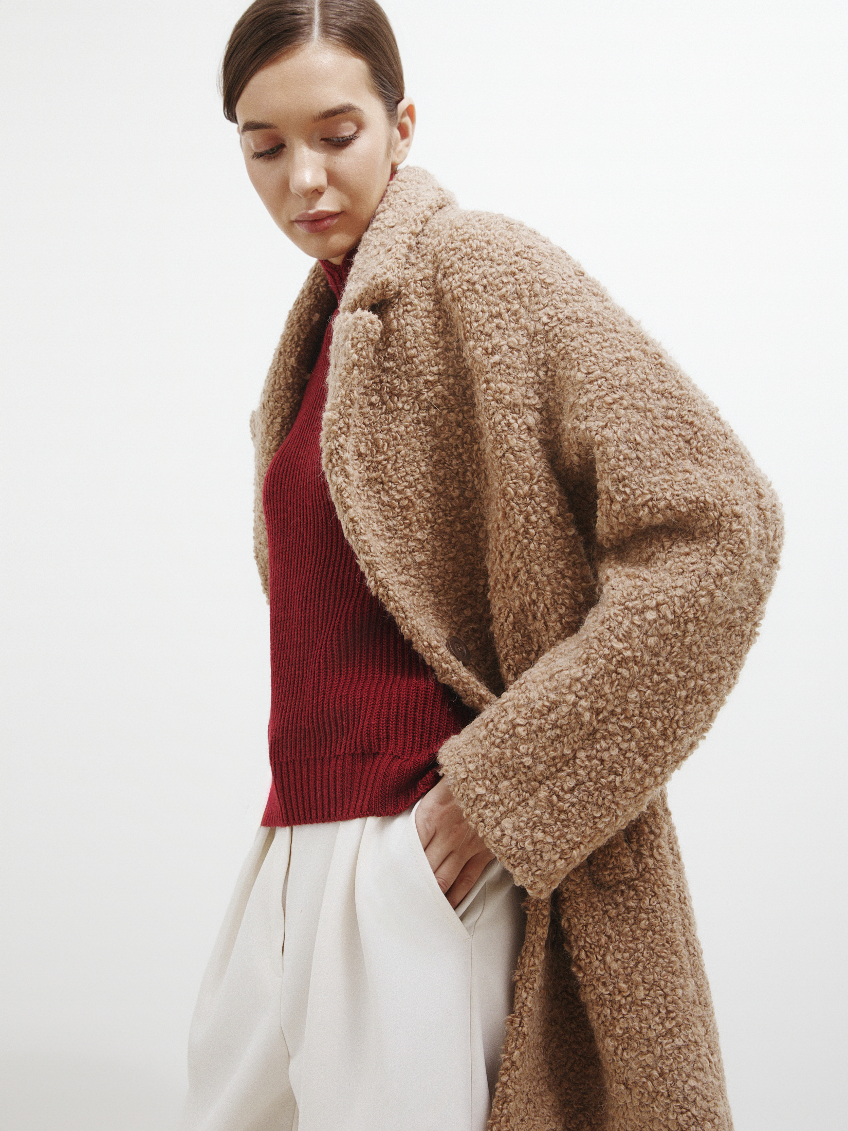 Женское полупальто MAISON DAVID DIANA_ALPACO 4439890, бежевый