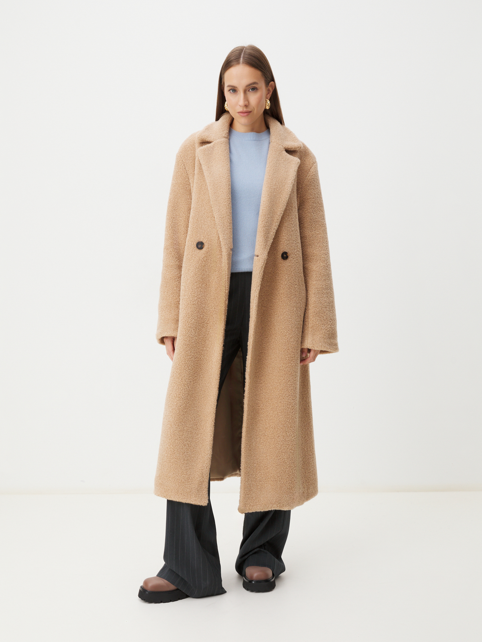 Женское пальто тедди MAISON DAVID MALTA_TEDDY 4301567, бежевый