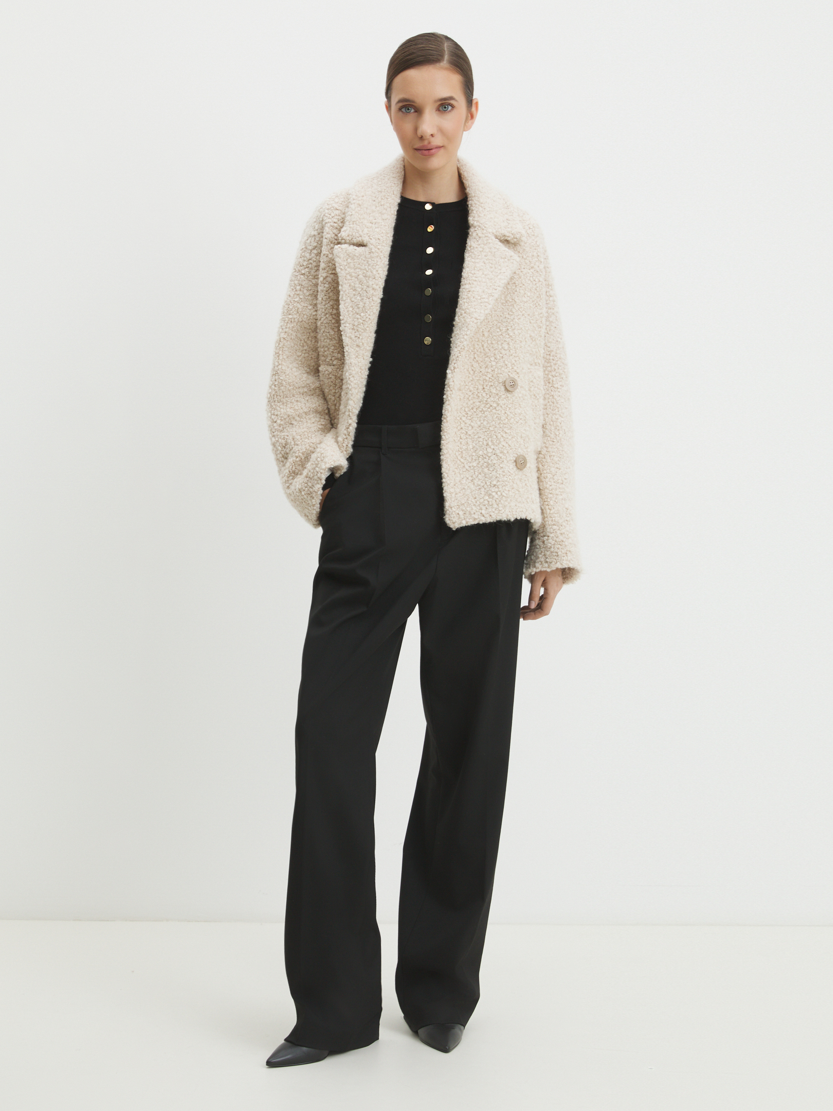 Женское полупальто MAISON DAVID LILOU_ALPACO 4439859, молочно-бежевый