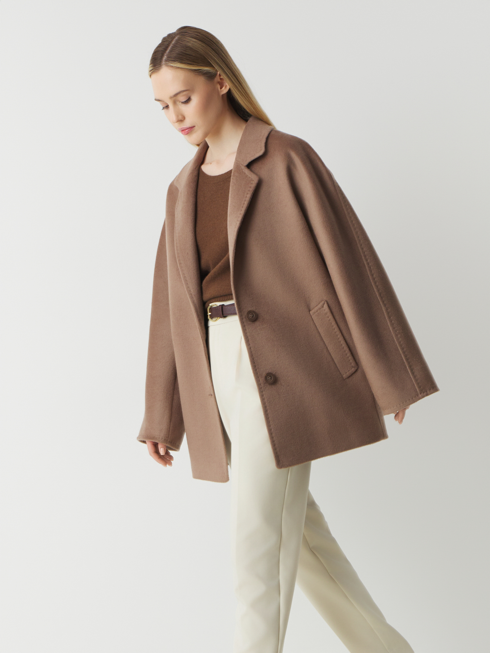 Женское полупальто MAISON DAVID IDELLE_084 4640707, серо-коричневый