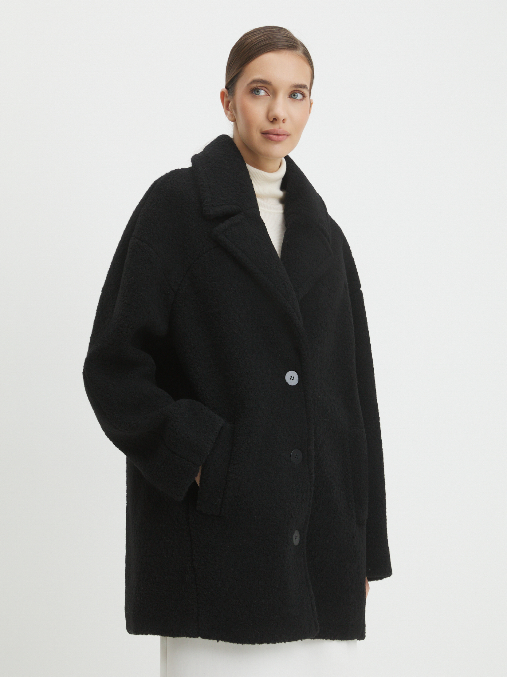 Женское полупальто тедди MAISON DAVID DIANA_TEDDY 05 4459335, черный