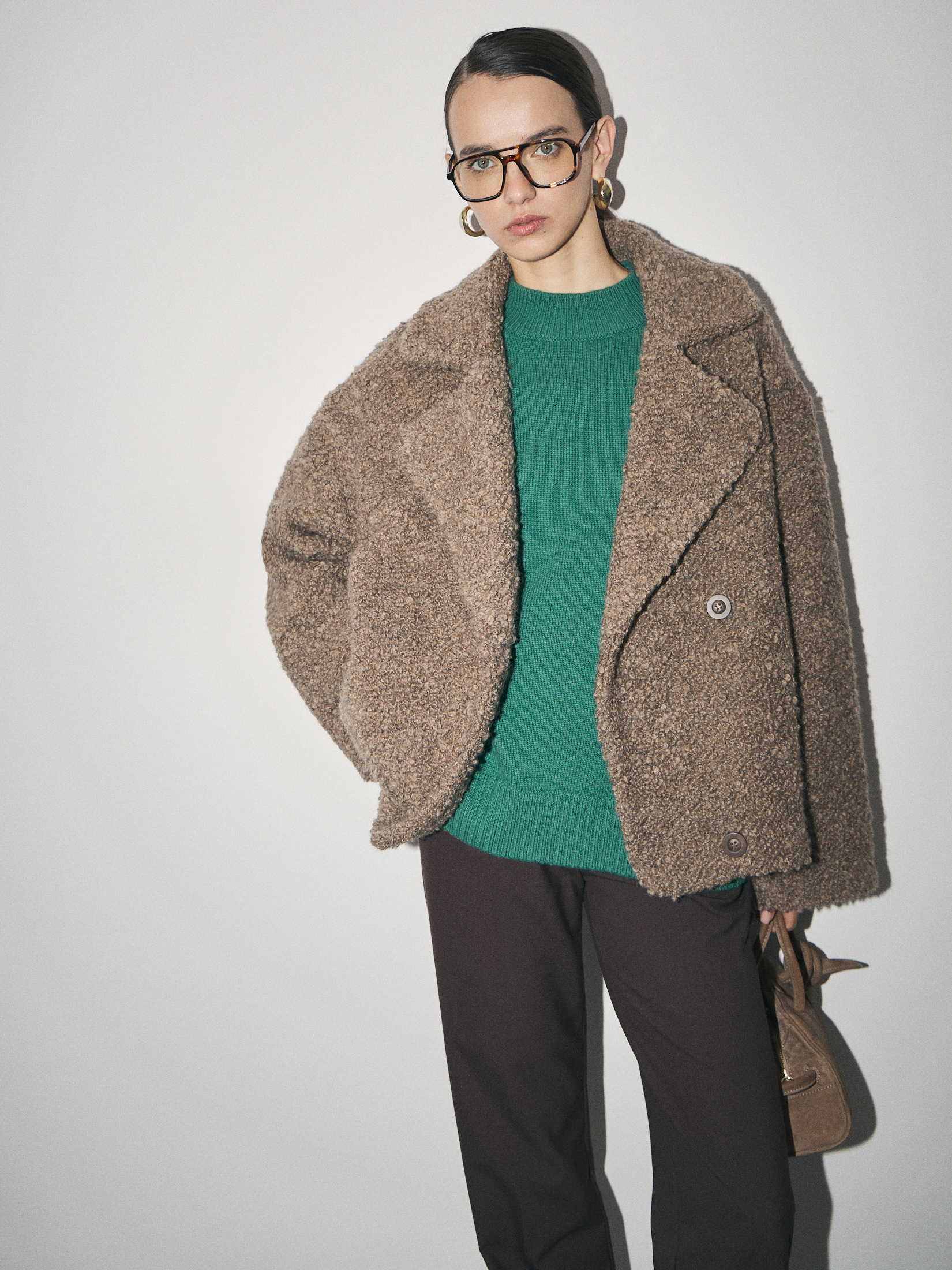 Женское полупальто MAISON DAVID MATILDA_ALPACO 4775964, серо-коричневый