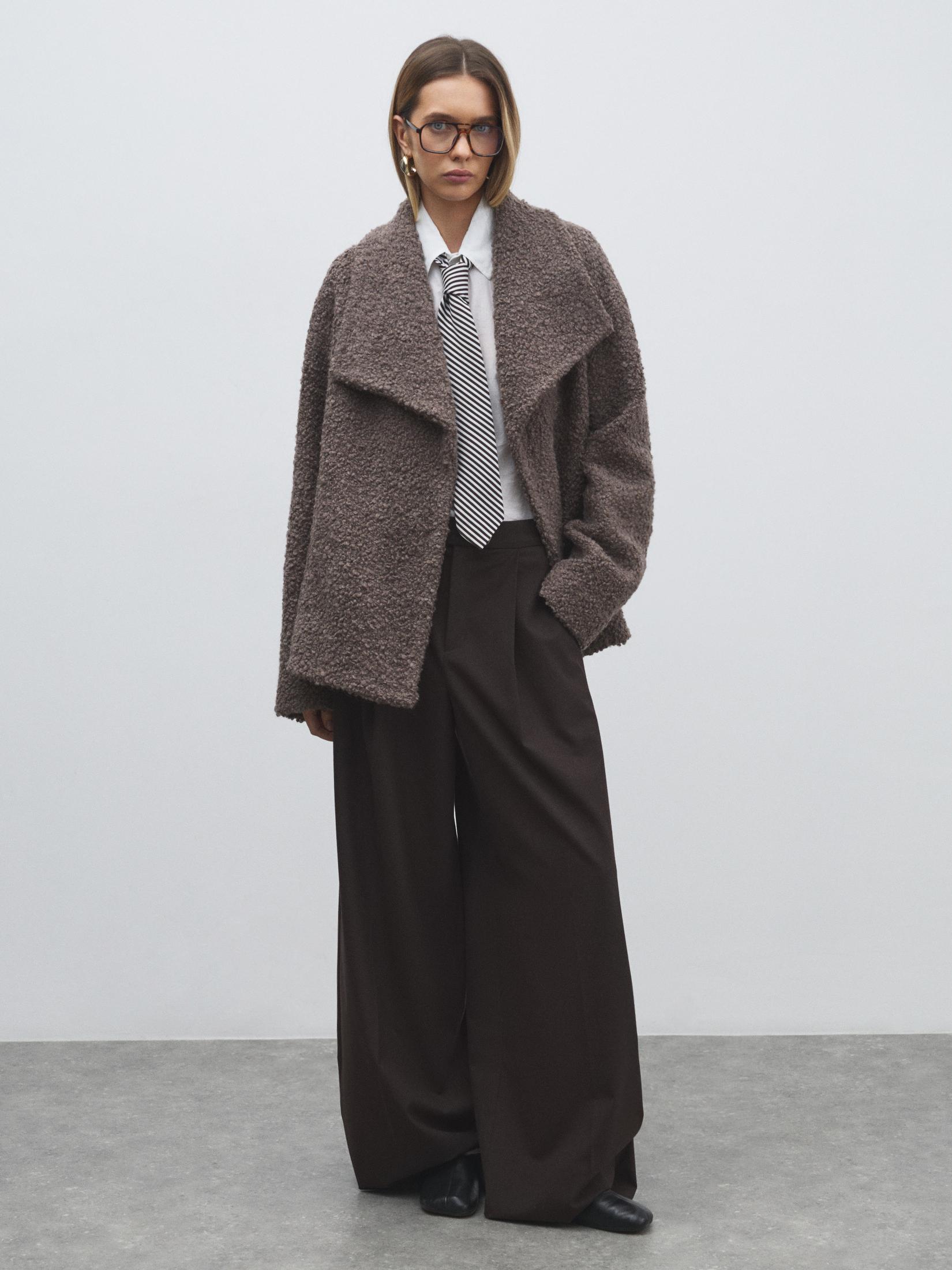 Женское полупальто MAISON DAVID MARTHE_ALPACO 4858851, коричнево-серый