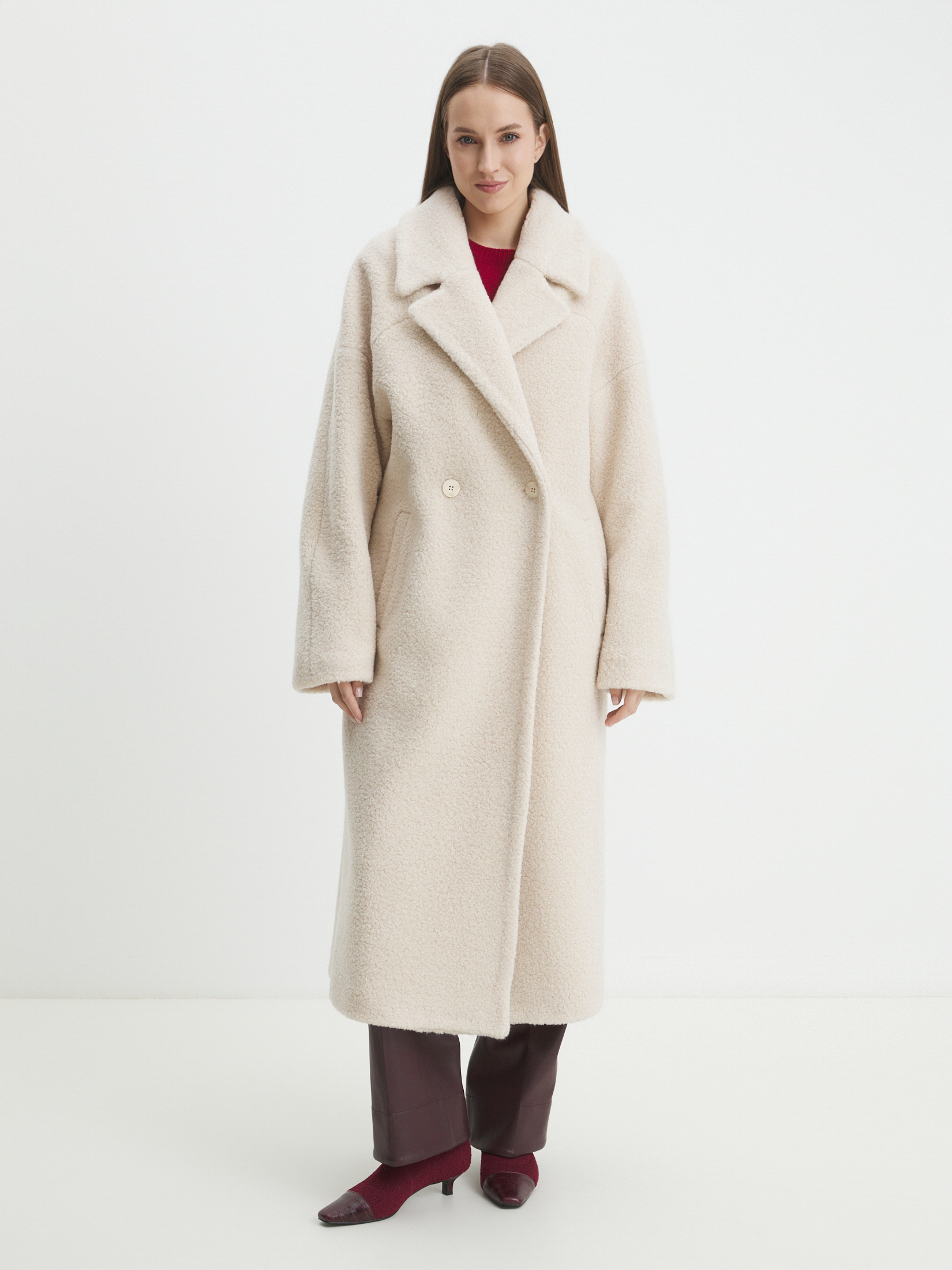 Женское пальто тедди MAISON DAVID JULIA_TEDDY 05 4507946, молочно-бежевый