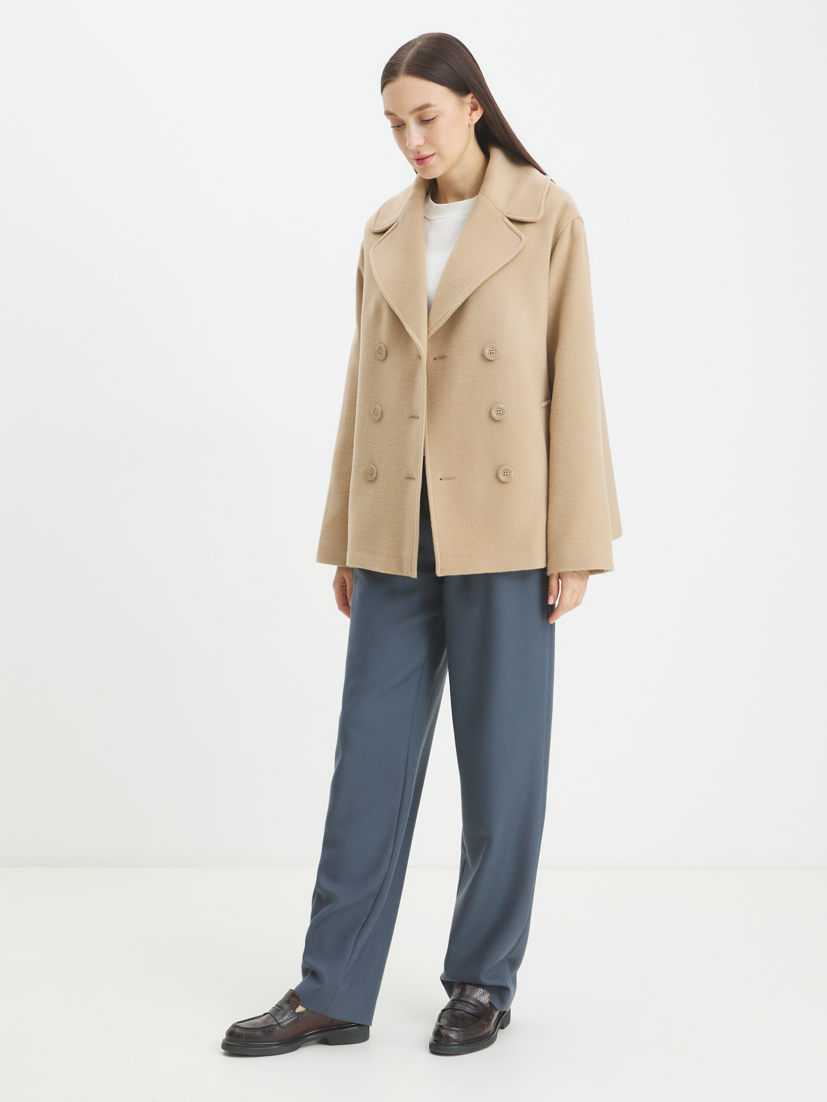 Женское полупальто MAISON DAVID SABINA 4228129, серо-бежевый