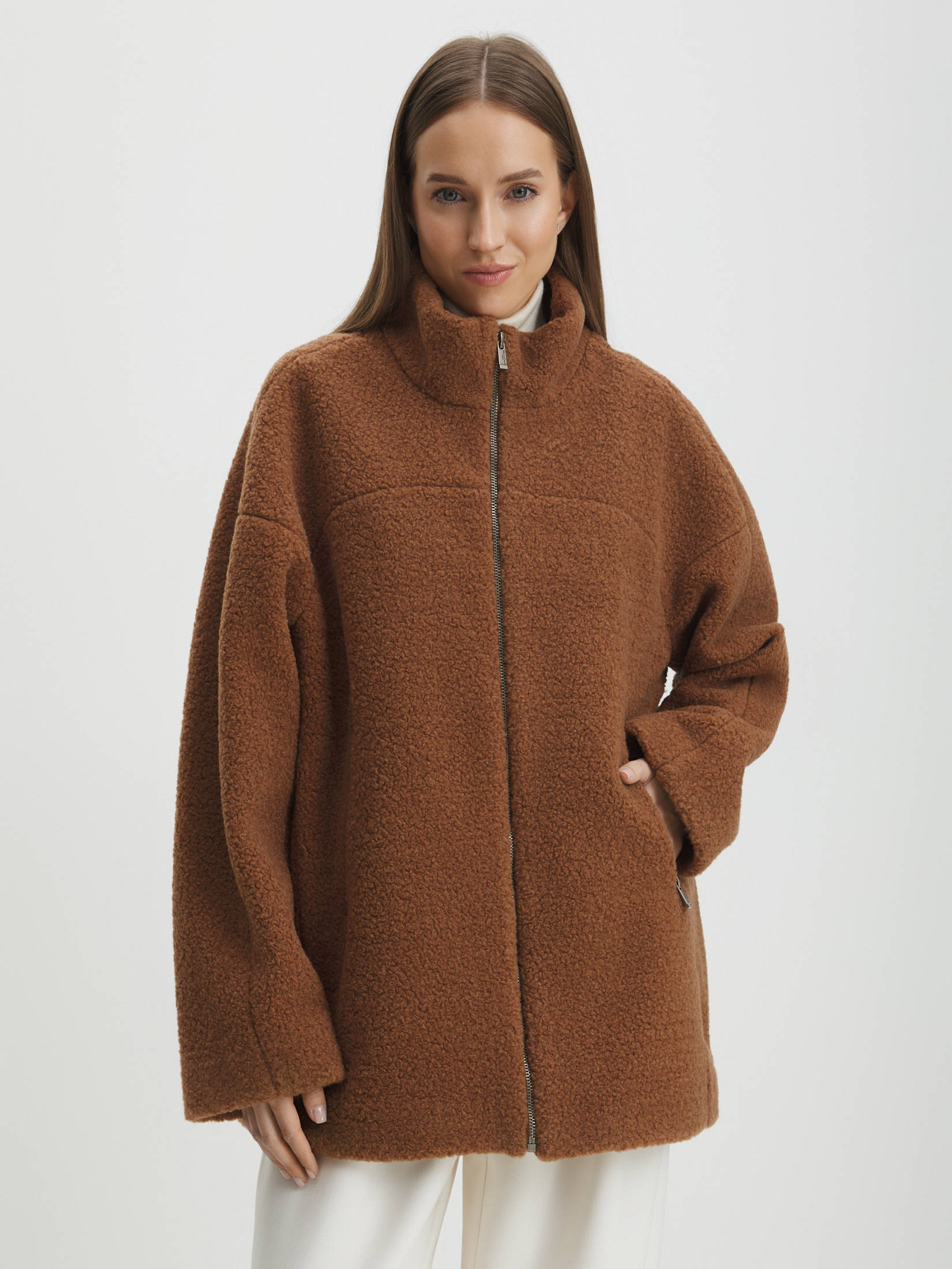 Женское полупальто тедди MAISON DAVID MARGOT_TEDDY 05 4459305, коричневый