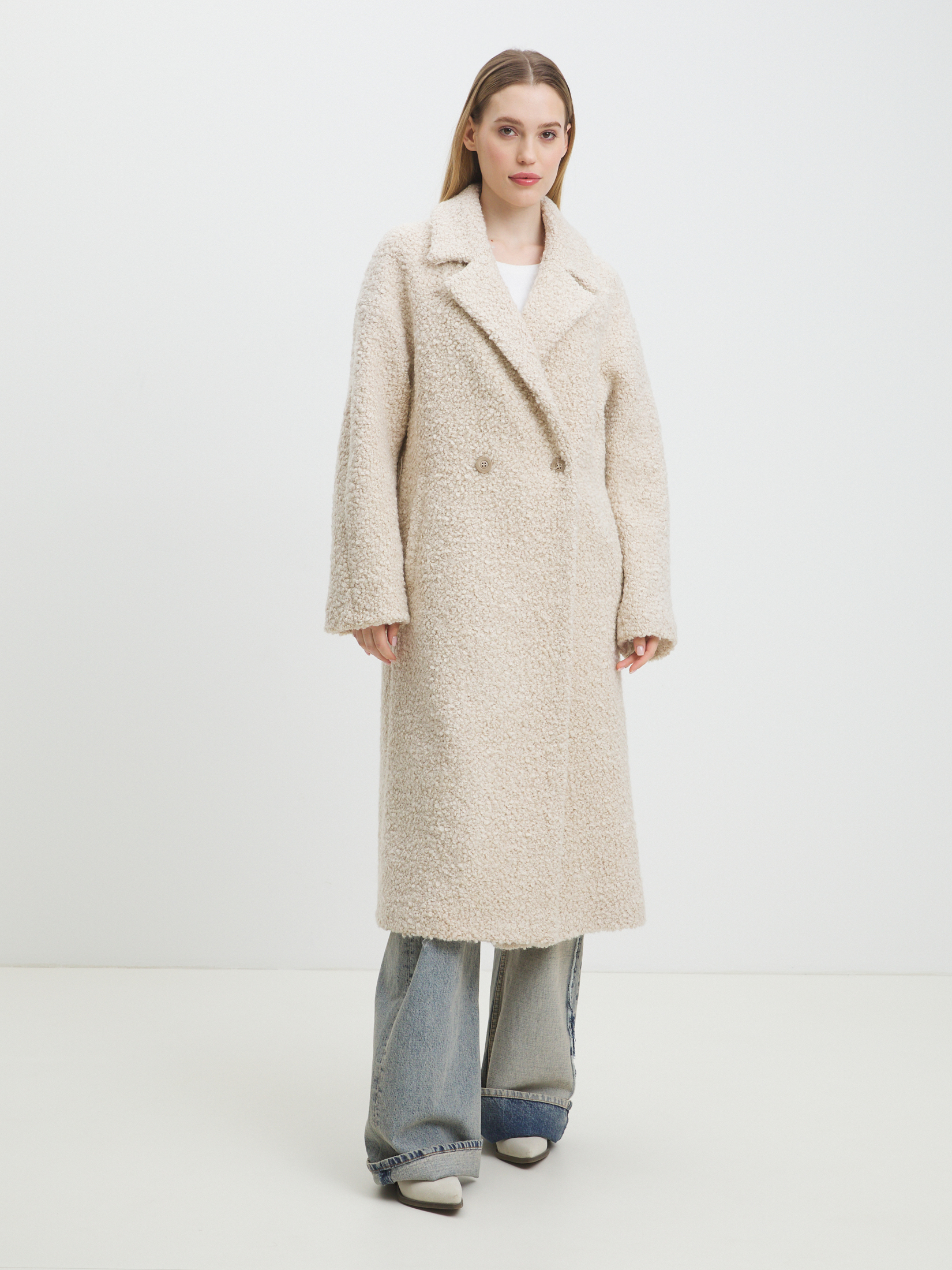 Женское пальто MAISON DAVID JULIA_ALPACO 4535622, молочно-бежевый