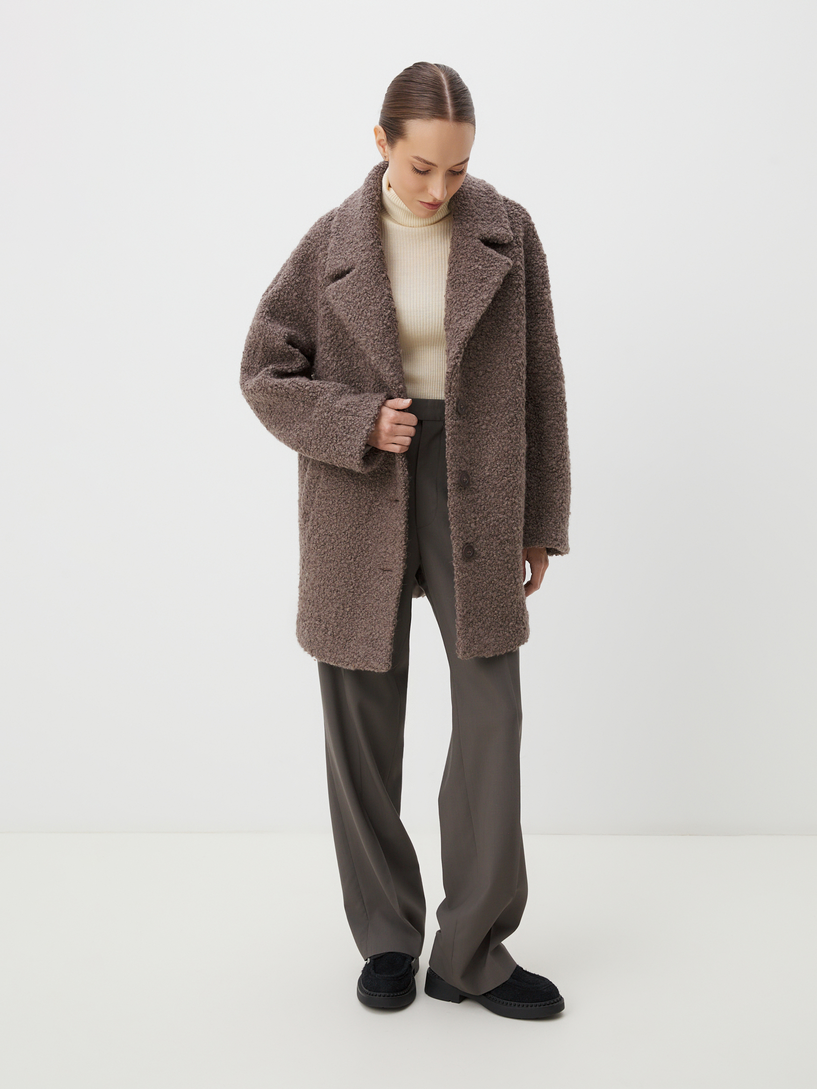 Женское полупальто MAISON DAVID DIANA_ALPACO 4439884, коричнево-серый