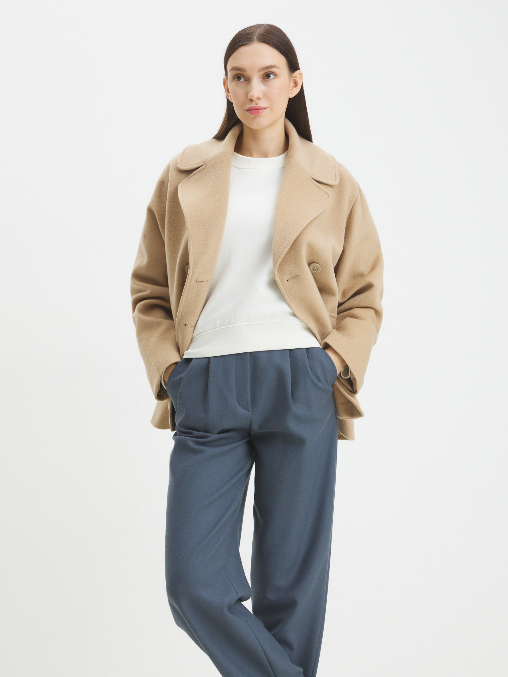 Женское полупальто MAISON DAVID SABINA 4228129, серо-бежевый