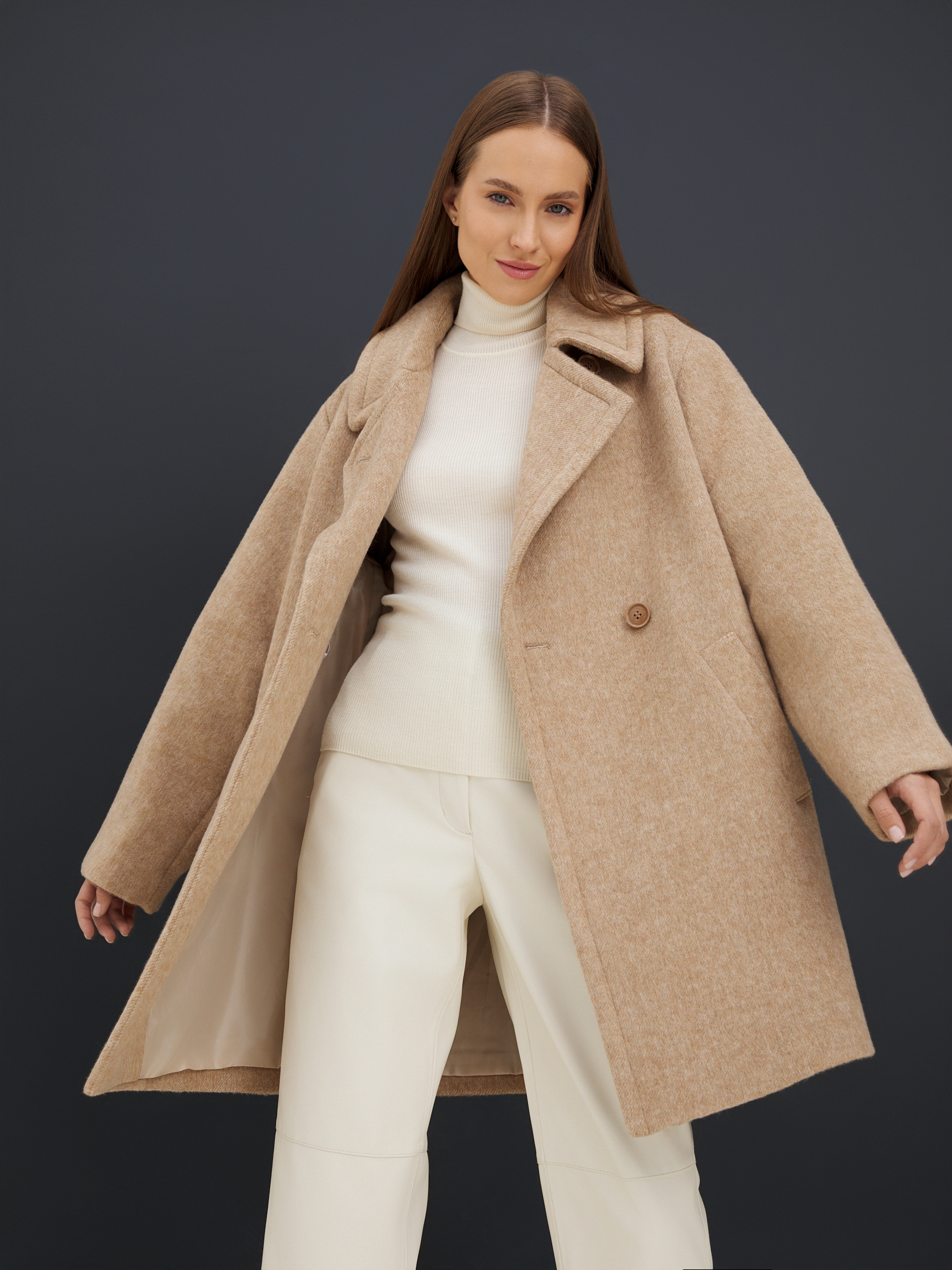 Женское полупальто MAISON DAVID 4354965, бежевый