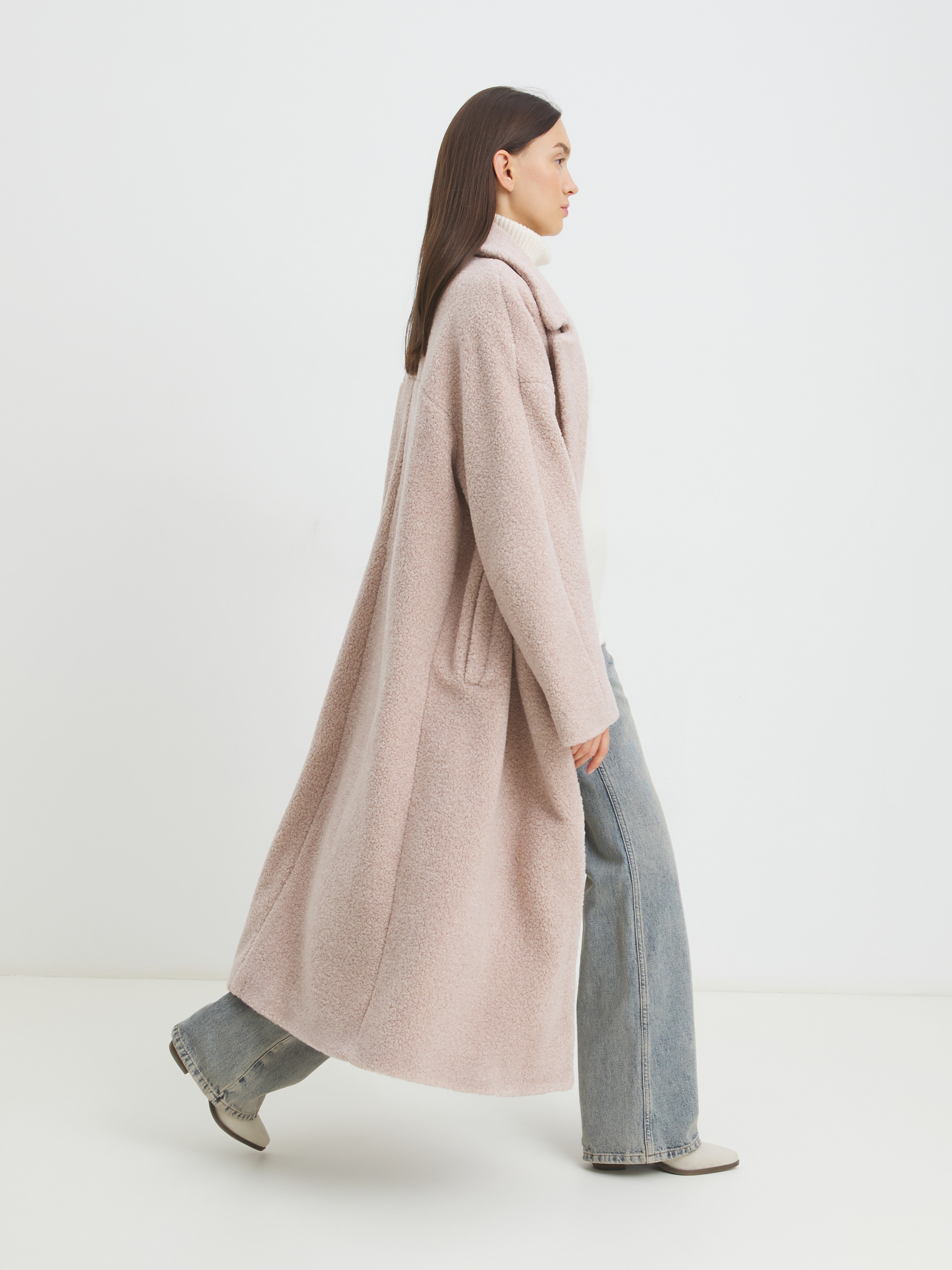 Женское пальто тедди MAISON DAVID JULIA_TEDDY 4293697, розовато-бежевый