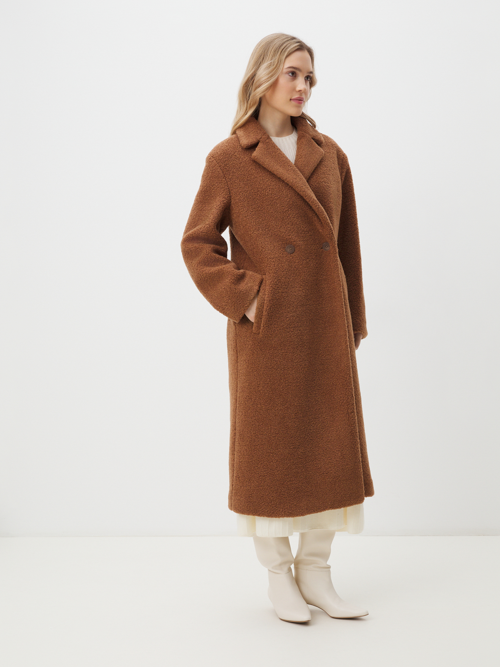 Женское пальто тедди MAISON DAVID SONIA_TEDDY 05 4459158, коричневый