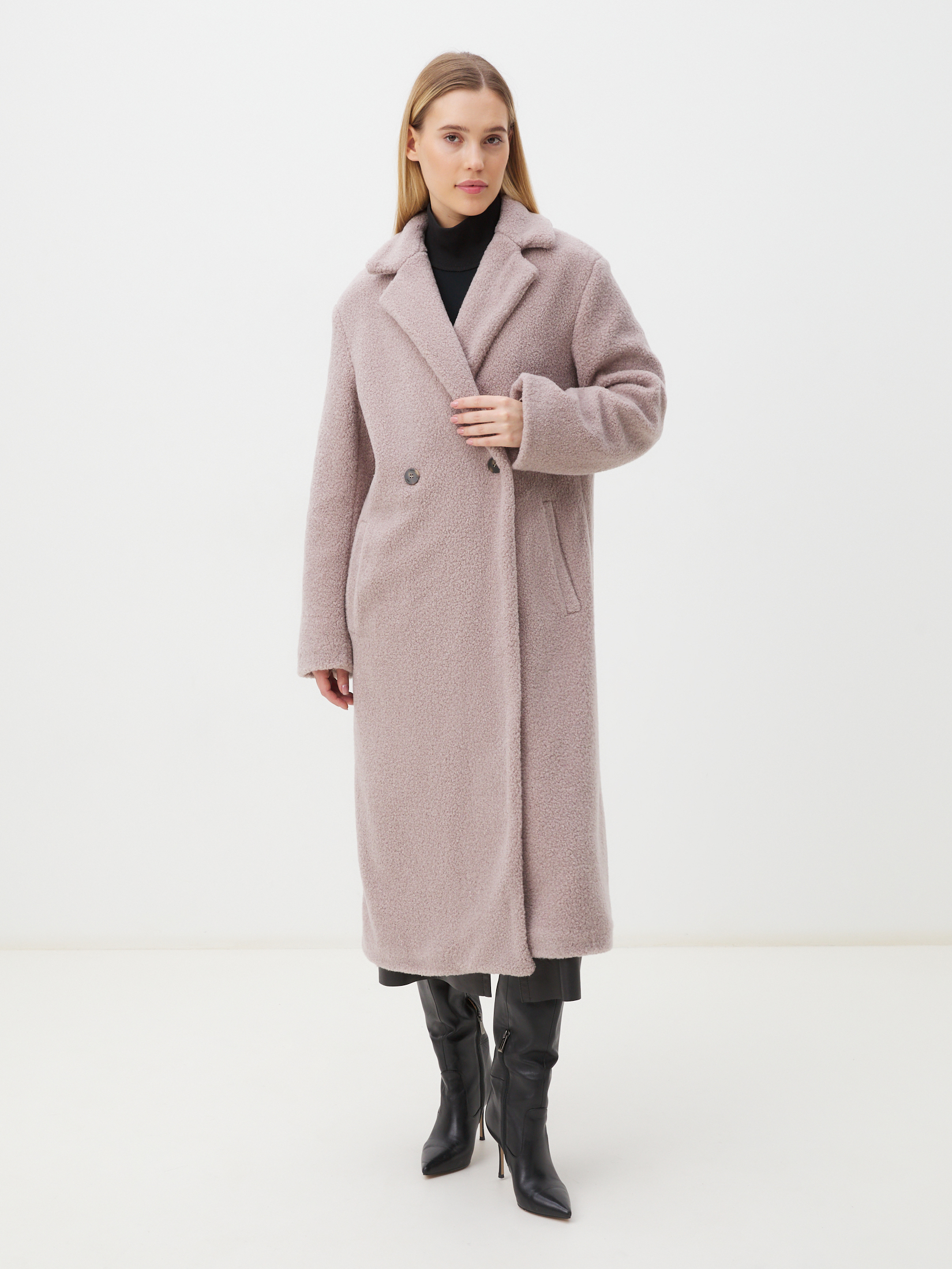Женское пальто тедди MAISON DAVID MALTA_TEDDY 4301561, серо-розовый