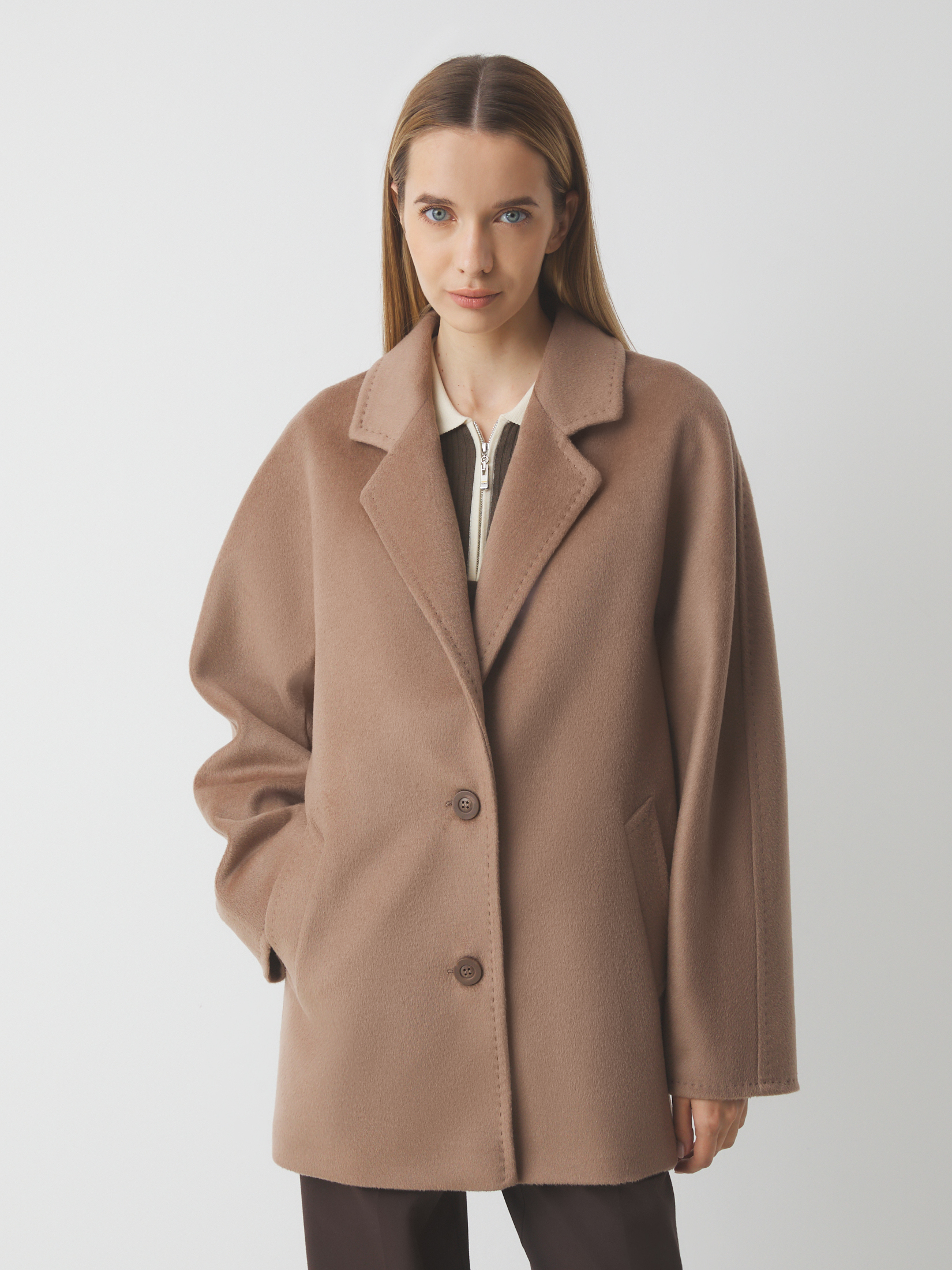 Женское полупальто MAISON DAVID IDELLE_084 4640721, серовато-коричневый