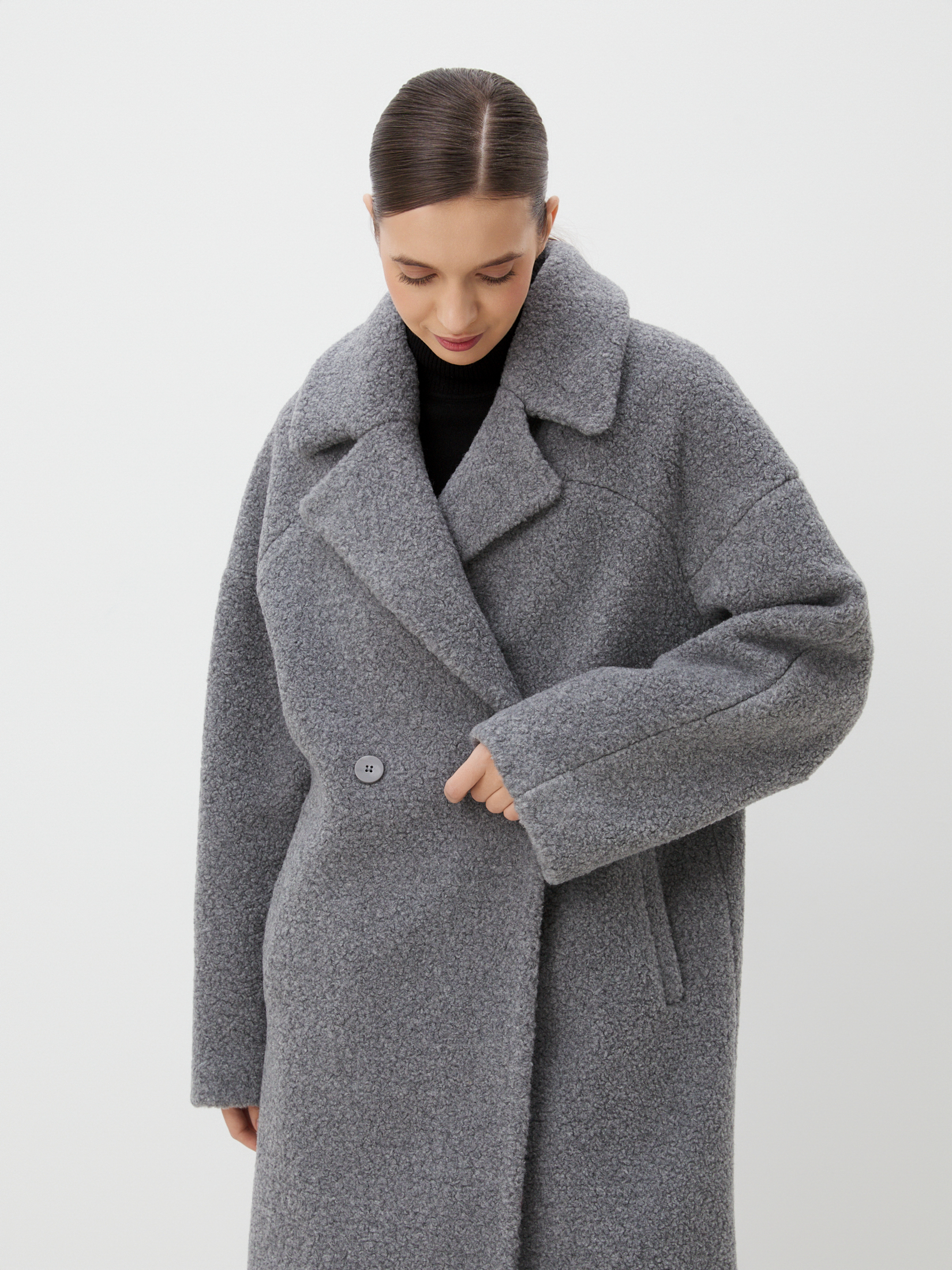 Женское пальто тедди MAISON DAVID JULIA_TEDDY 05 4523843, серый