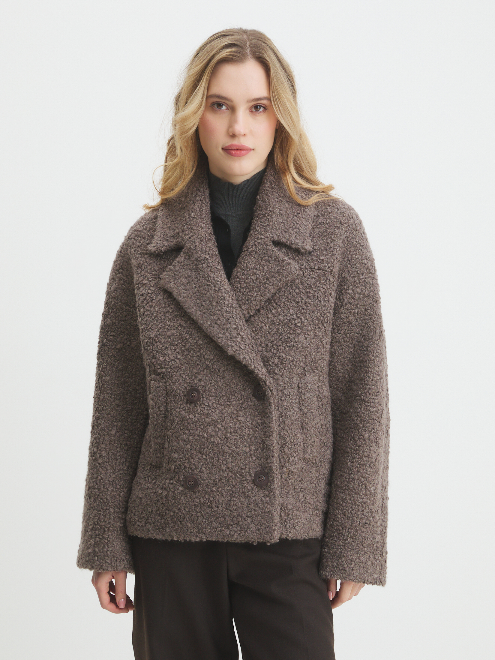 Женское полупальто MAISON DAVID LILOU_ALPACO 4439841, коричнево-серый
