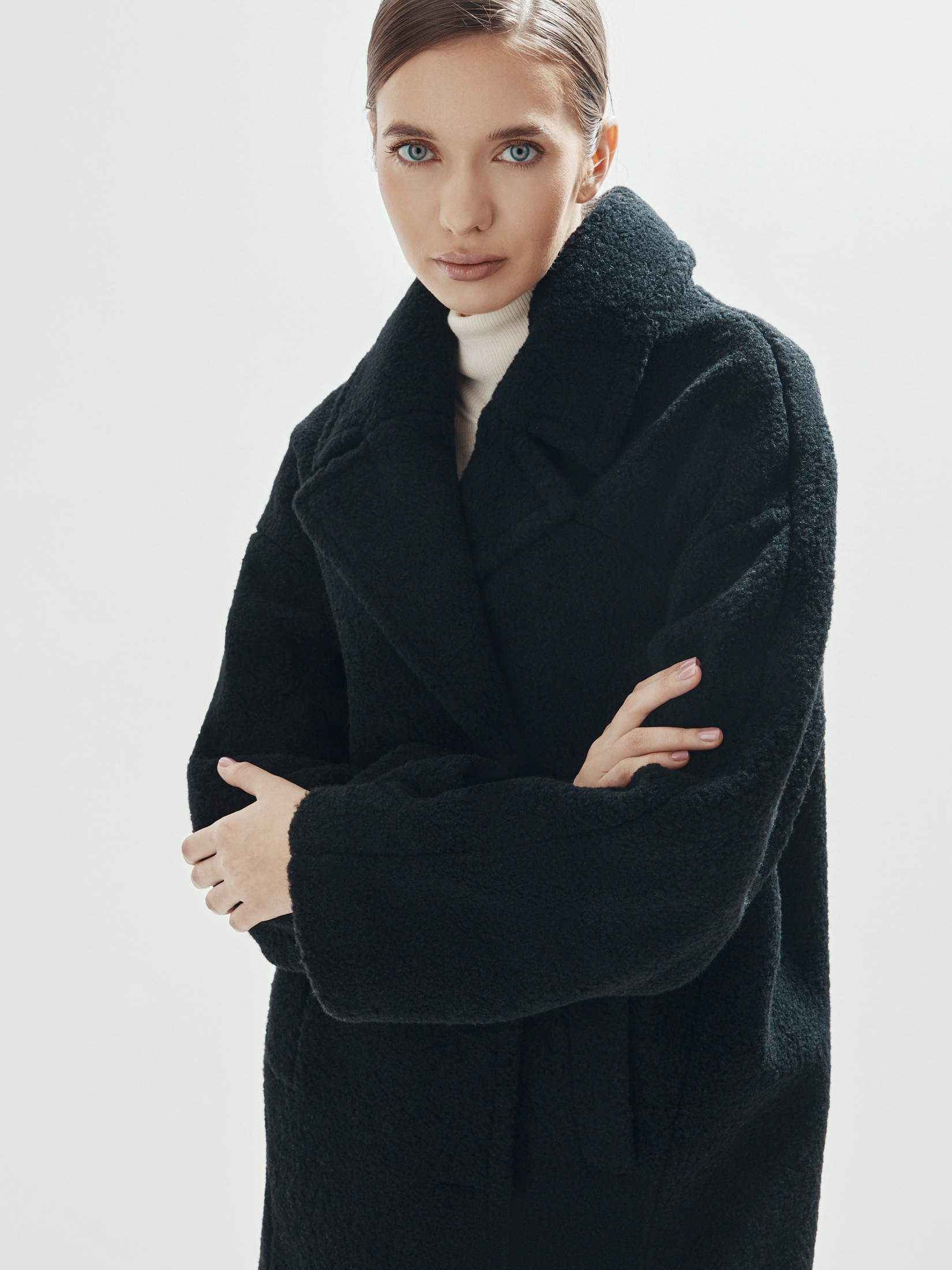 Женское полупальто тедди MAISON DAVID DIANA_TEDDY 05 4459335, черный