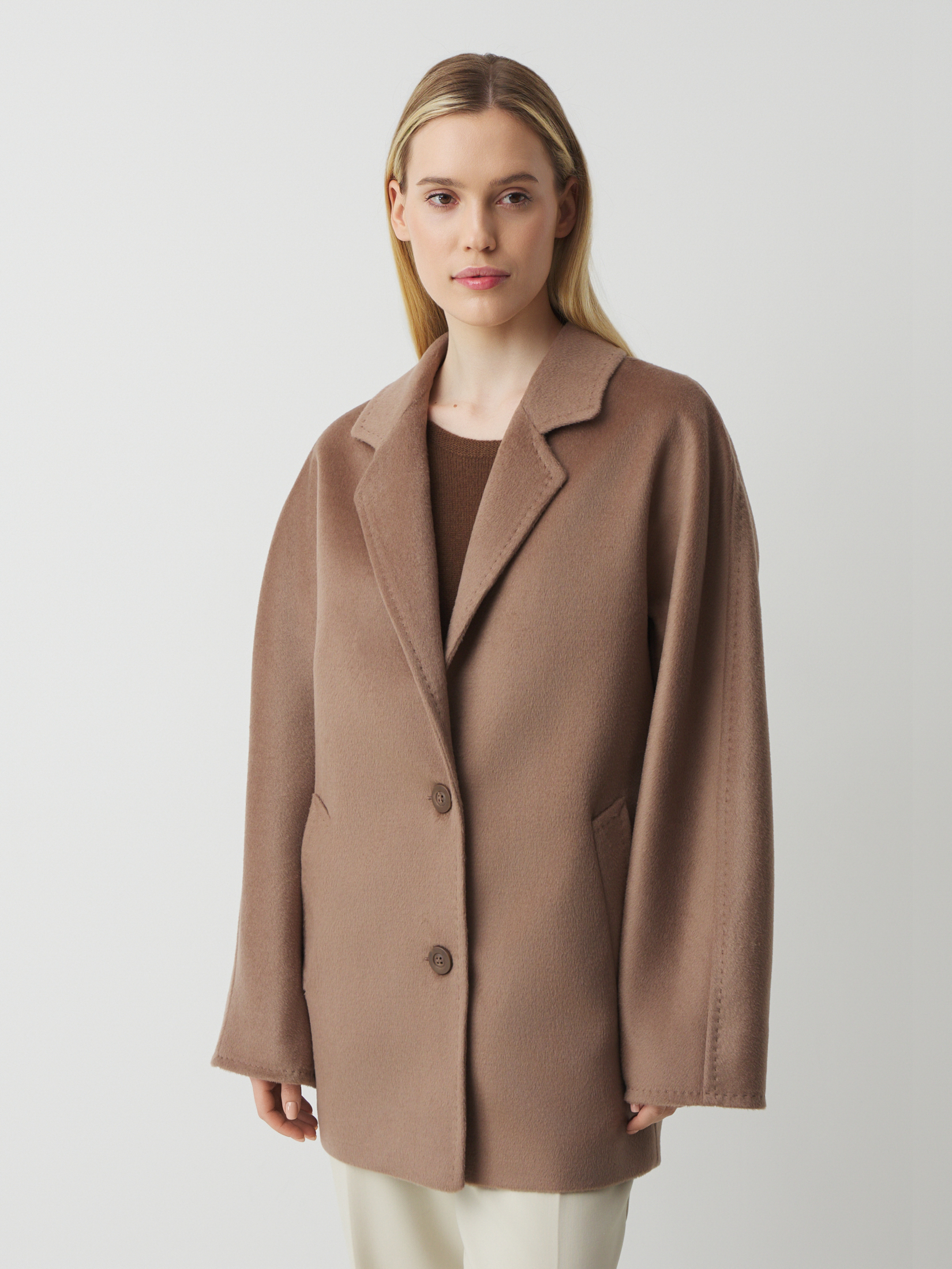 Женское полупальто MAISON DAVID IDELLE_084 4640707, серо-коричневый