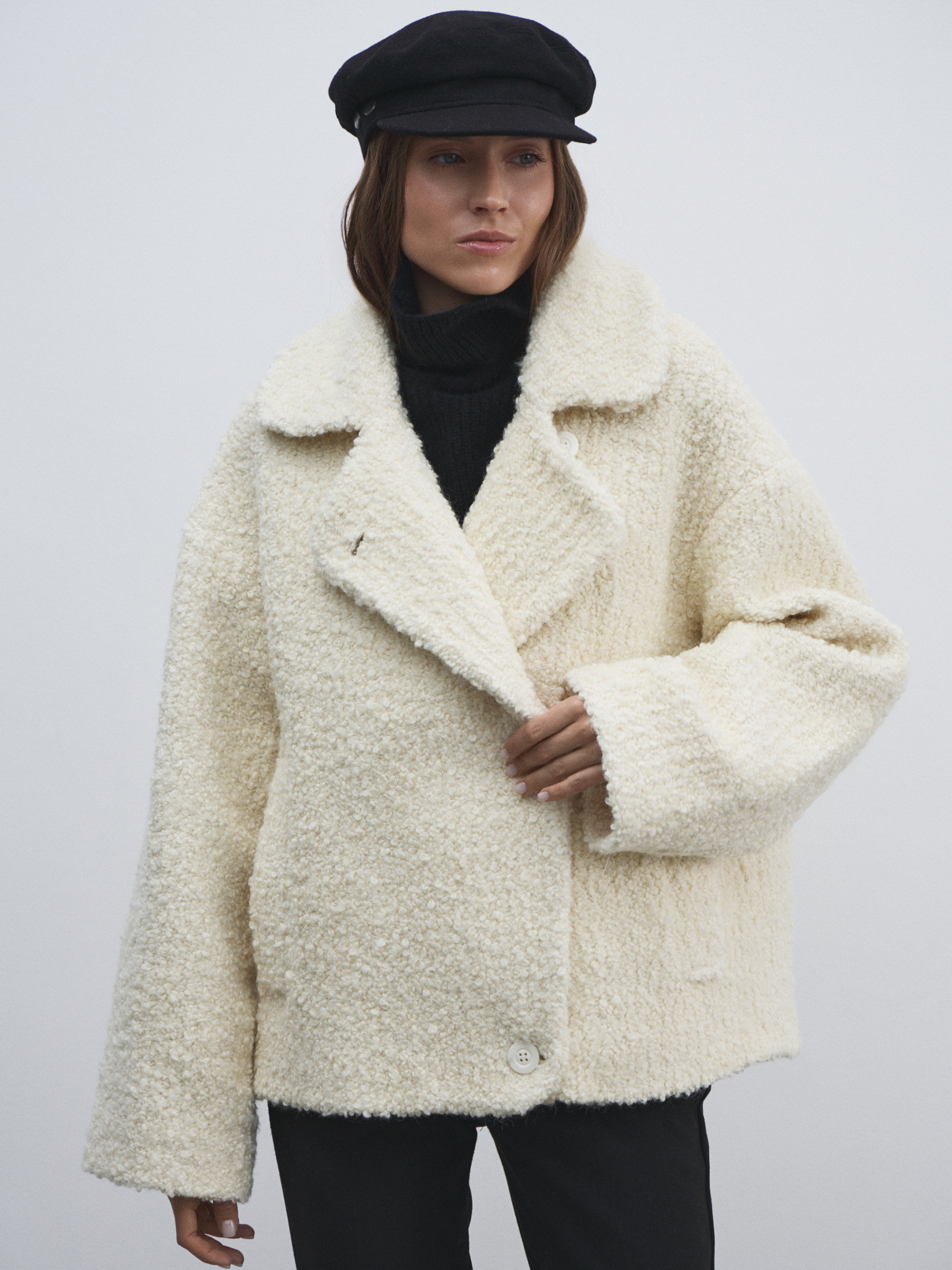 Женское полупальто MAISON DAVID MATILDA_ALPACO 4776004, молочно-белый
