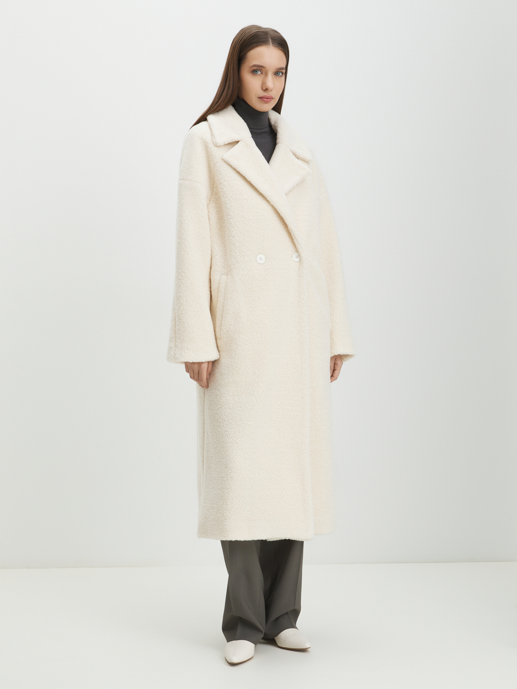 Женское пальто тедди MAISON DAVID JULIA_TEDDY 05 4451682, молочно-белый