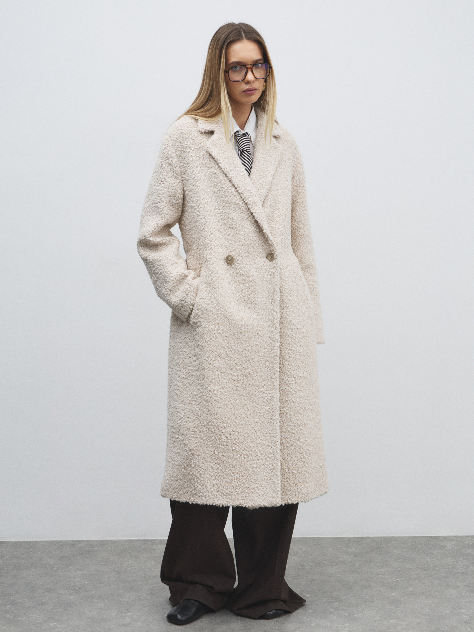 Женское пальто MAISON DAVID NASTIA_ALPACO 4557964, молочно-бежевый