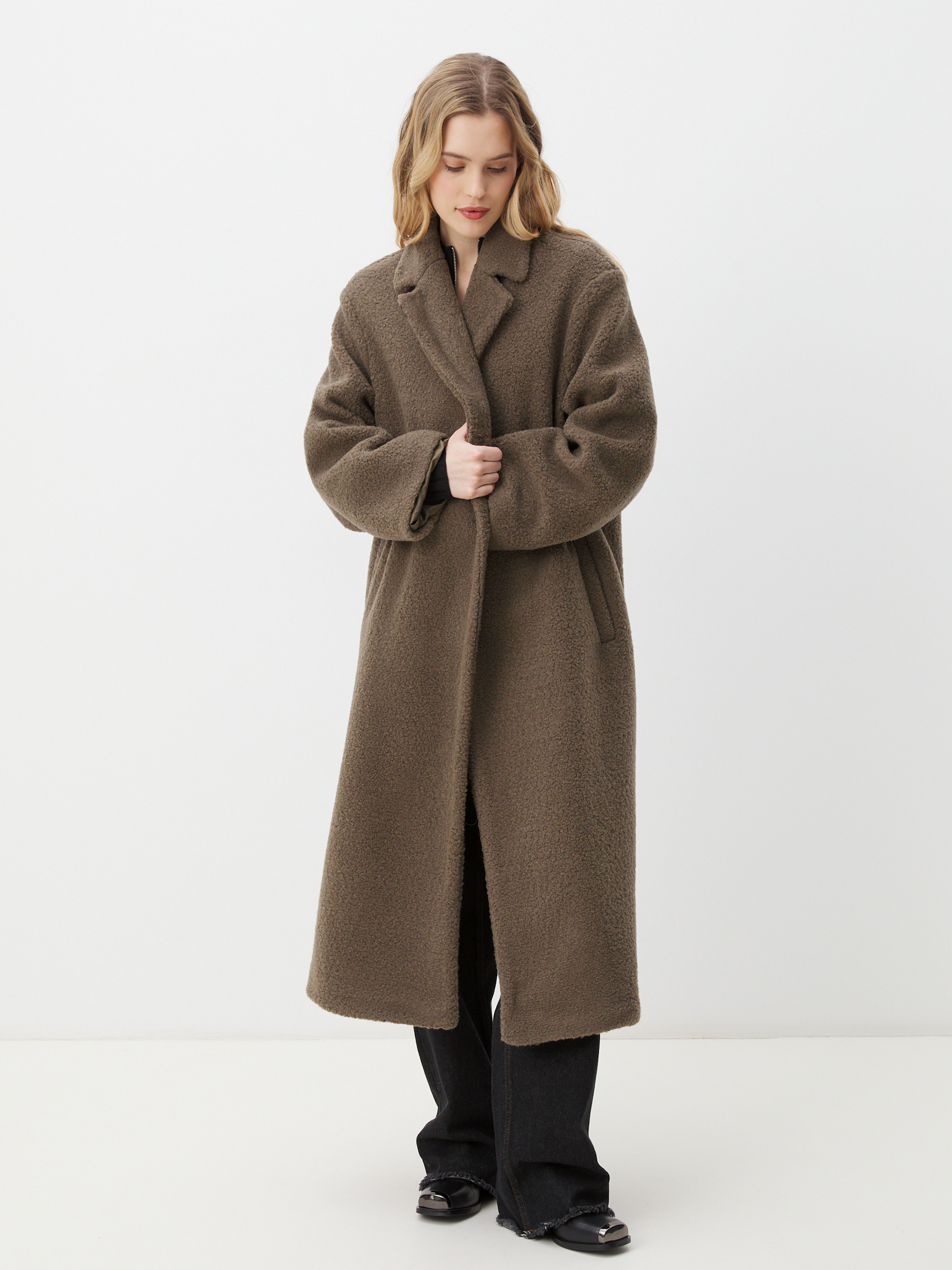 Женское пальто тедди MAISON DAVID KARINA_TEDDY 05 4508369, зелено-коричневый