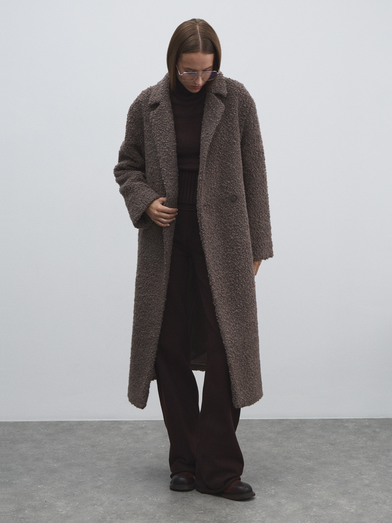 Женское пальто MAISON DAVID NASTIA_ALPACO 4557943, коричнево-серый